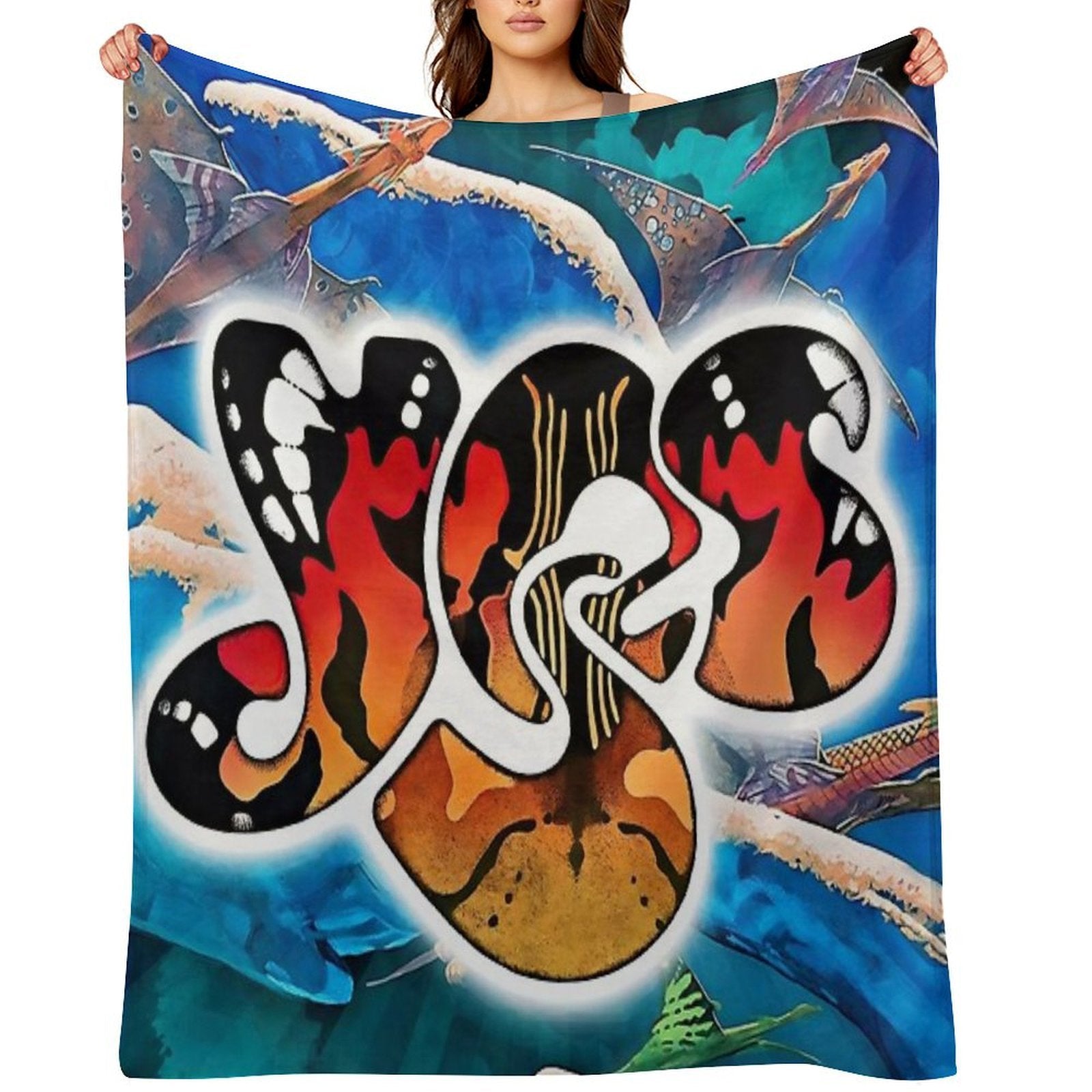 Yessongs, Progressive Rock, Fantasy Print, Surreal Art, Fantasy Landscape, Music Lover Gift Shrink-resistant Throw Blanket