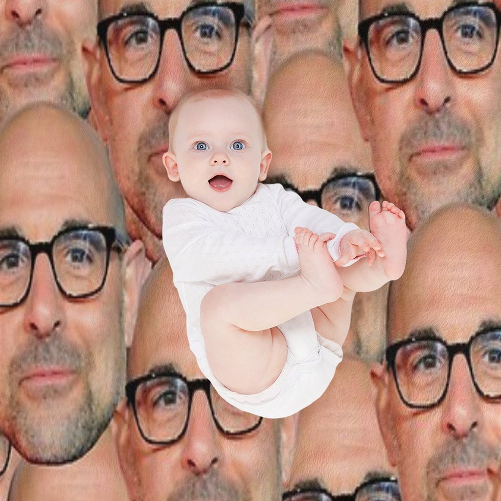 Stanley Tucci Head Design Machine-washable Throw Blanket