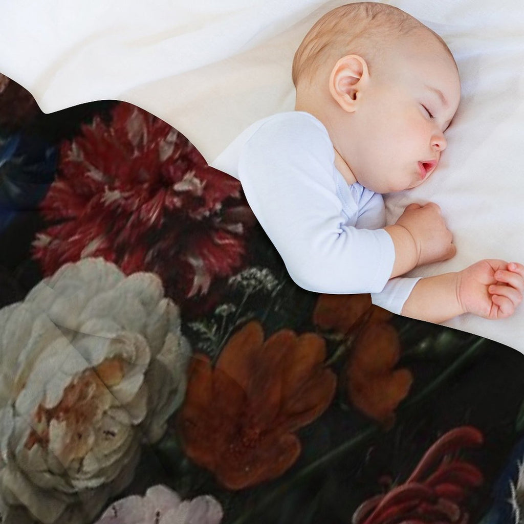 Dutch Midnight Garden I Botanical Night  Nightgarden Machine-washable Throw Blanket
