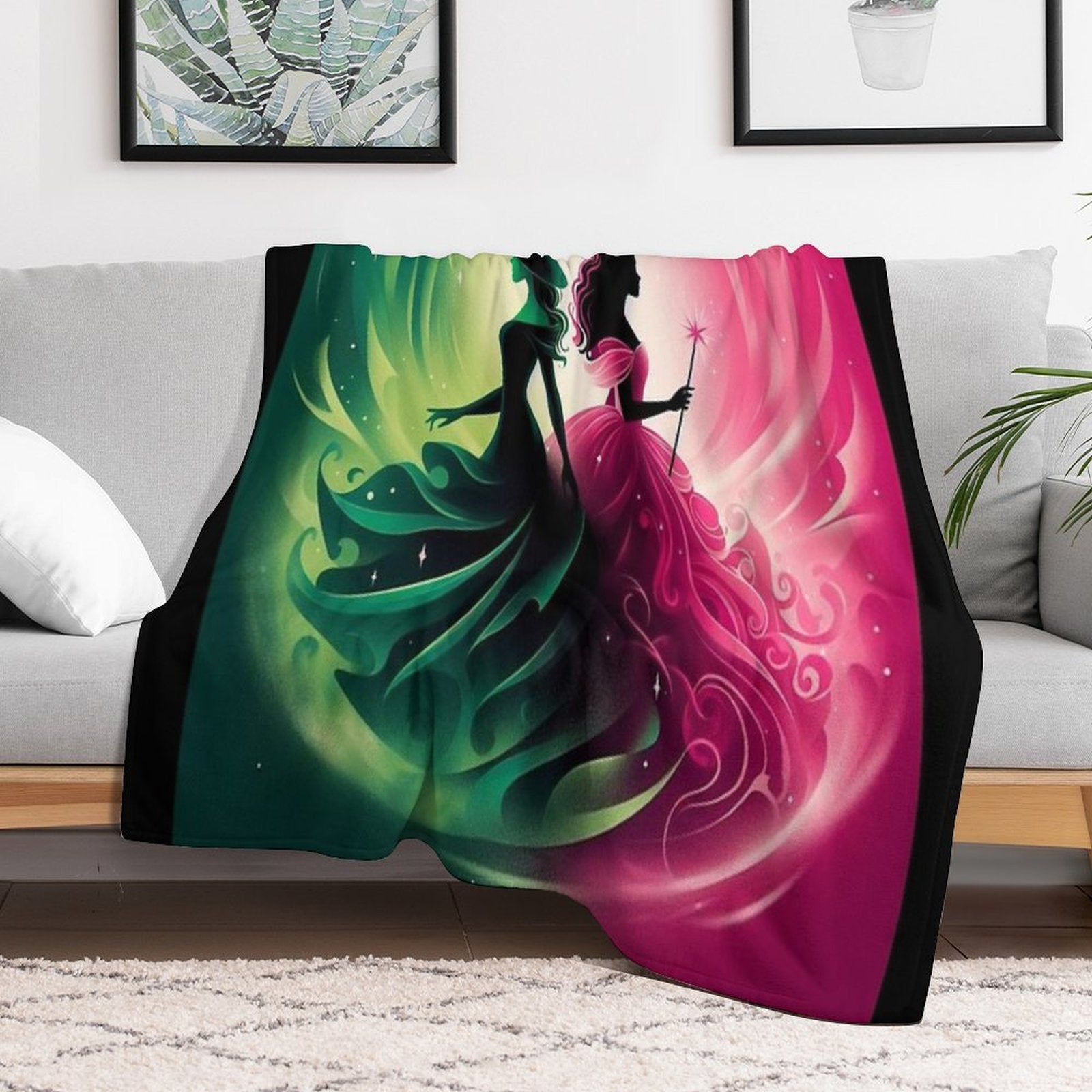 Elphaba & Glinda Wicked The Musical Defying Gravity Compact Throw Blanket