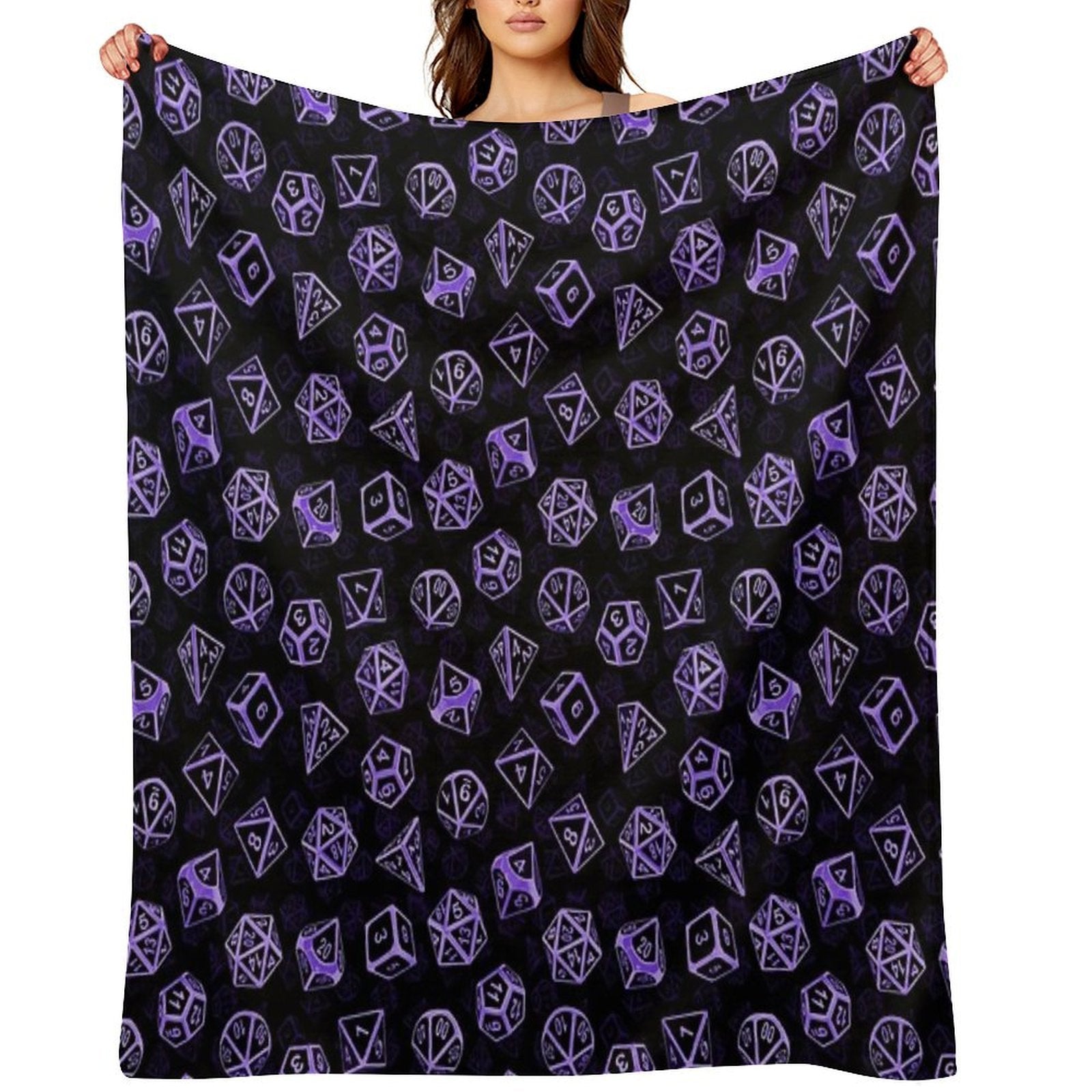D20 Dice Set Pattern (Purple) All-season Throw Blanket