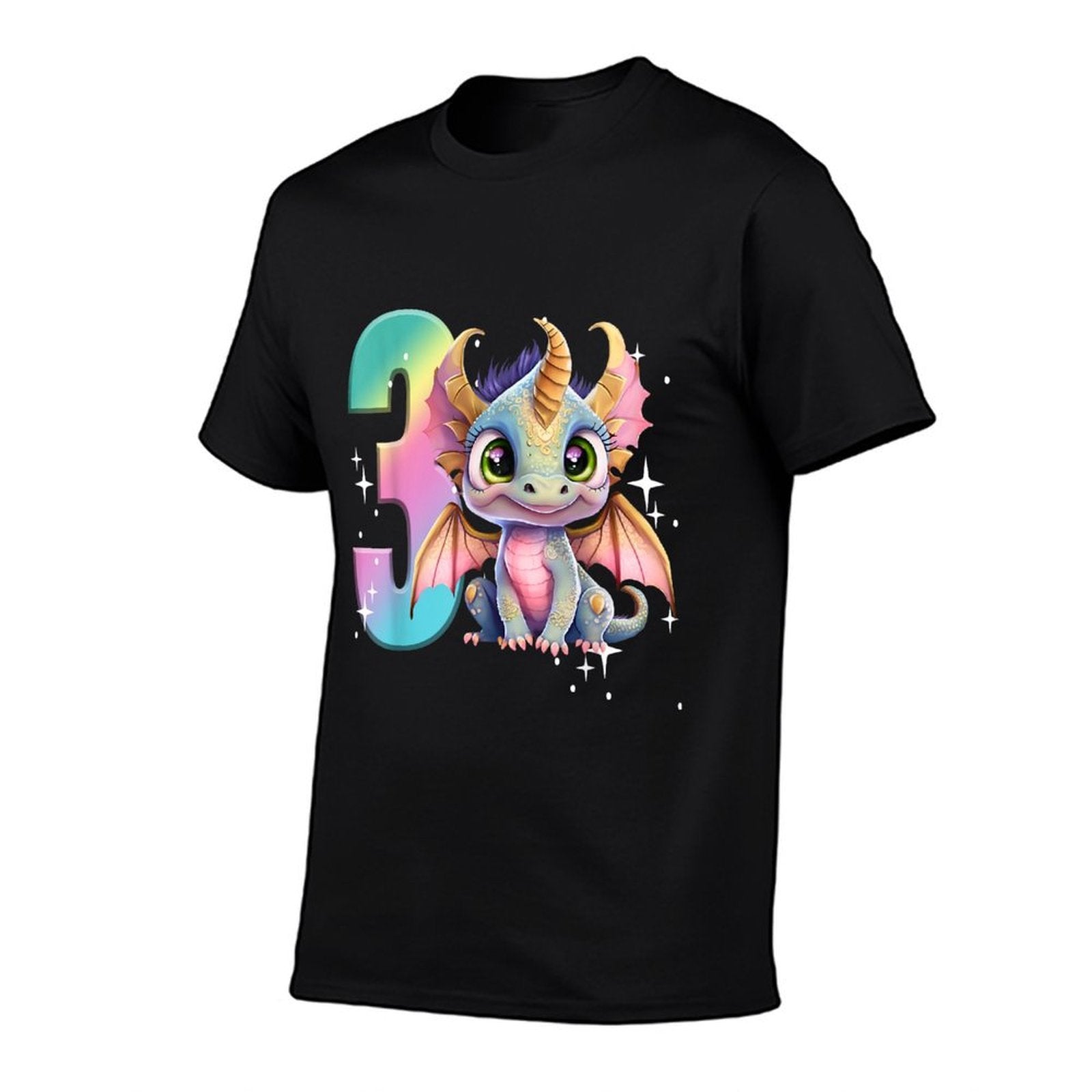 3rd Birthday Dragon Party Rainbow Girl Toddler Three 3  Wrinkle-resistant T-Shirt