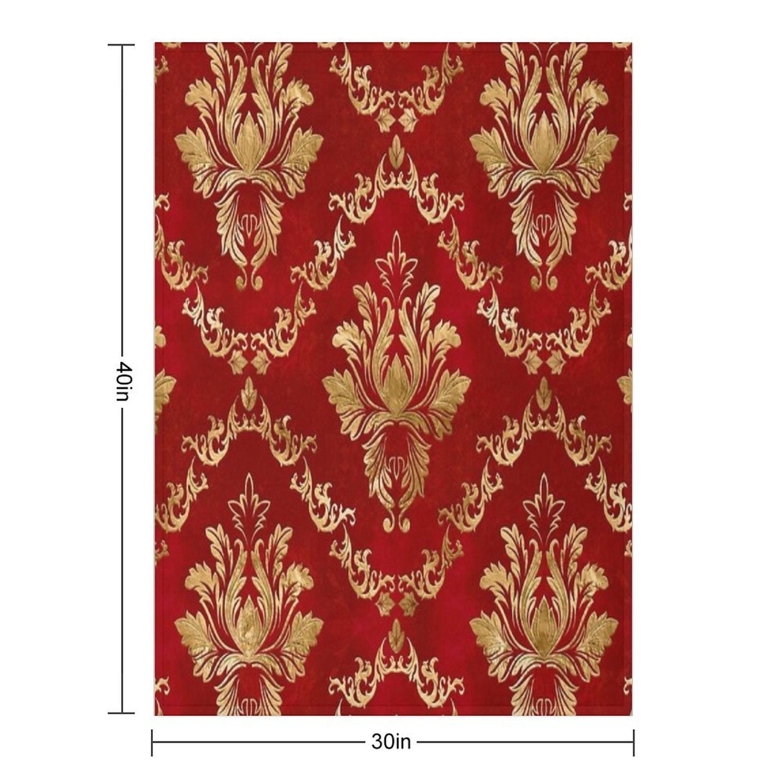 Oriental Vintage Damask Pattern - Red And Gold Shrink-resistant Throw Blanket