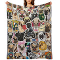 I Love French Bulldogs, Collage 2. Machine-washable Throw Blanket
