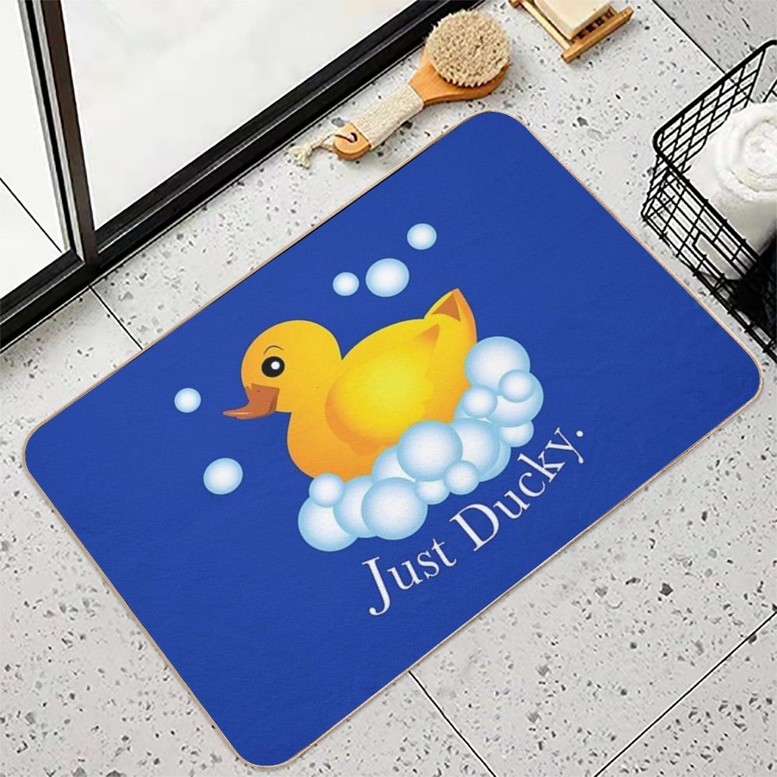 Just Ducky Rubber Duck And Bubbles Design  Odorless Bath Mat