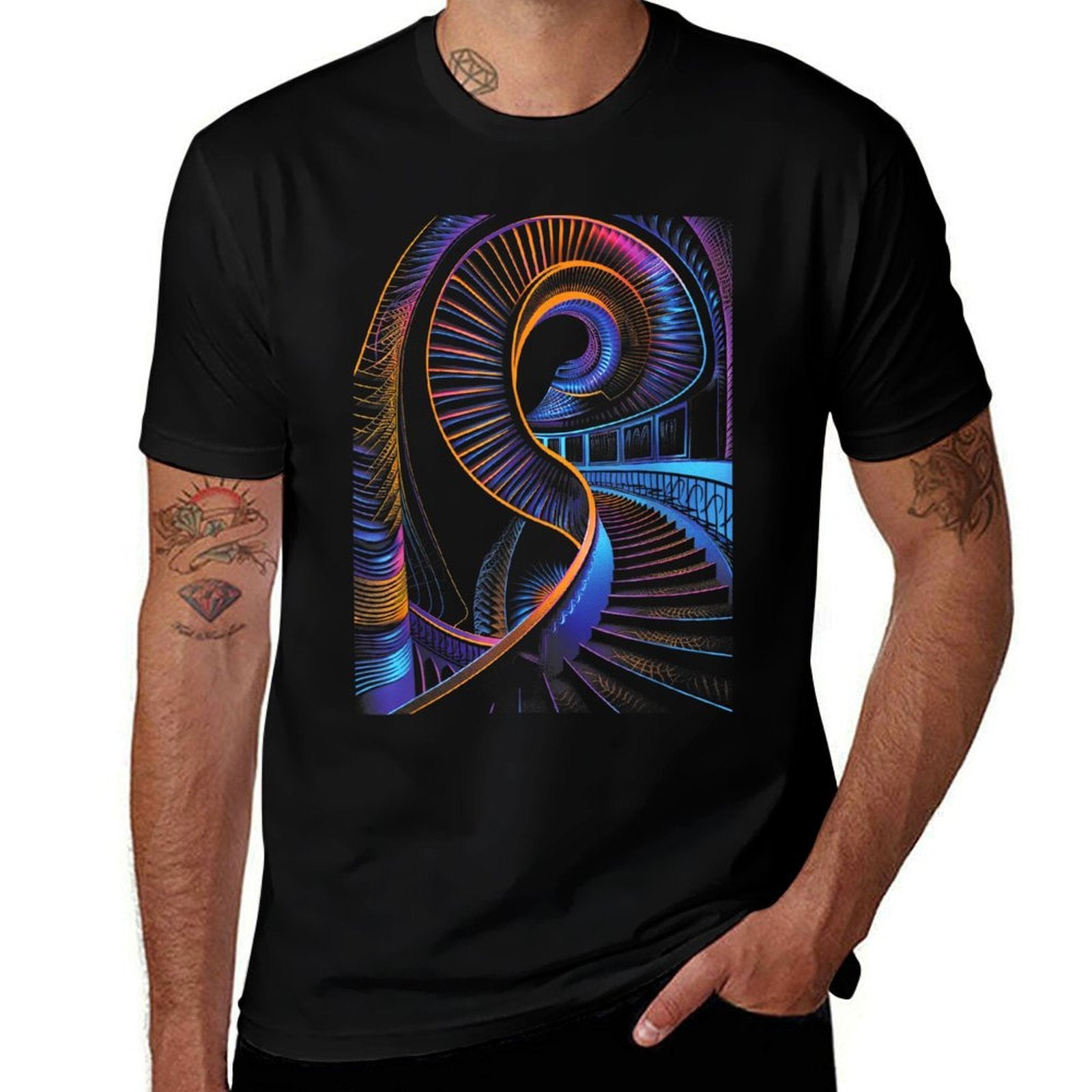 Optical Illusion Staircase Abstract Art  Affordable Price T-Shirt