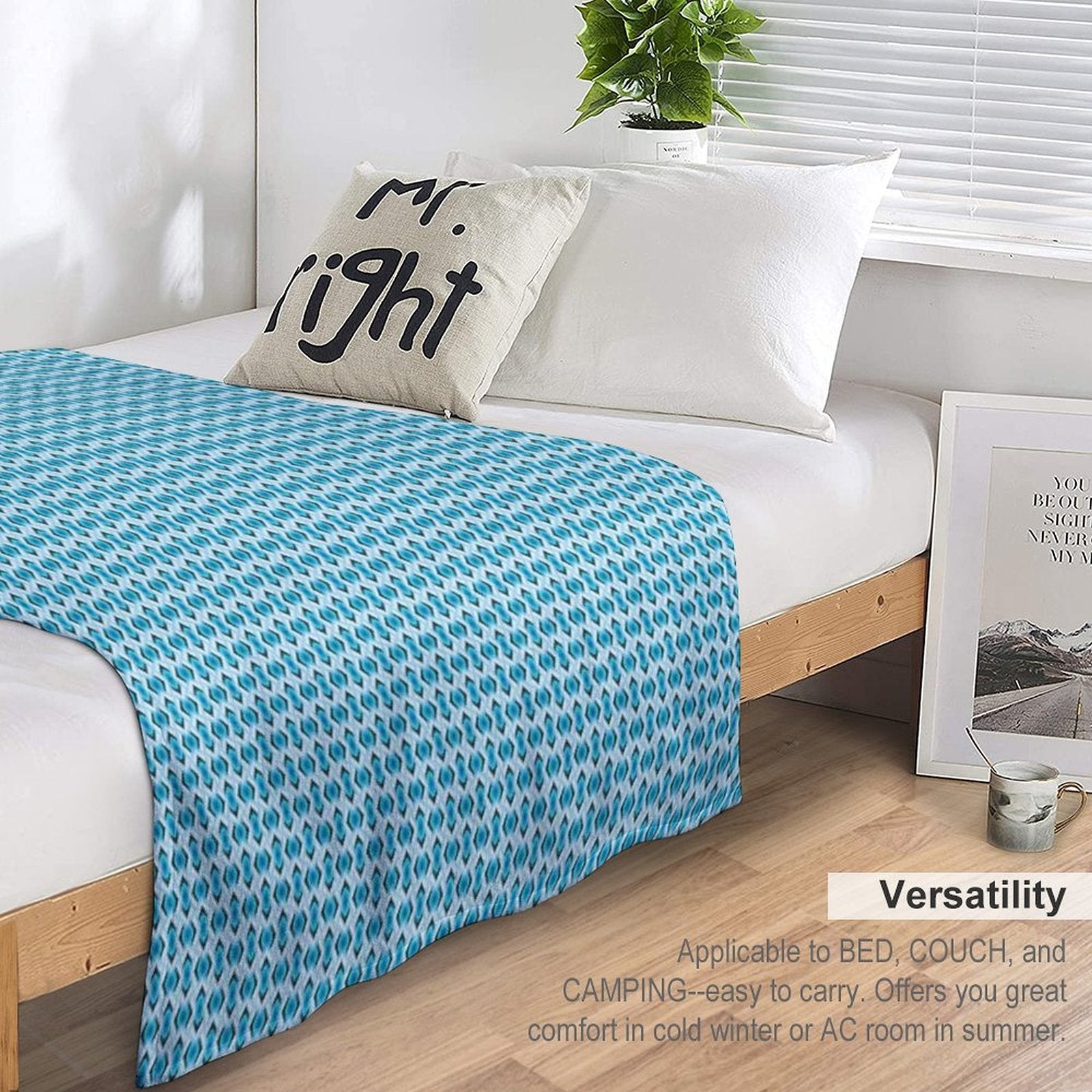 Overlapping Aqua Blue Diamonds Quick-dry Throw Blanket