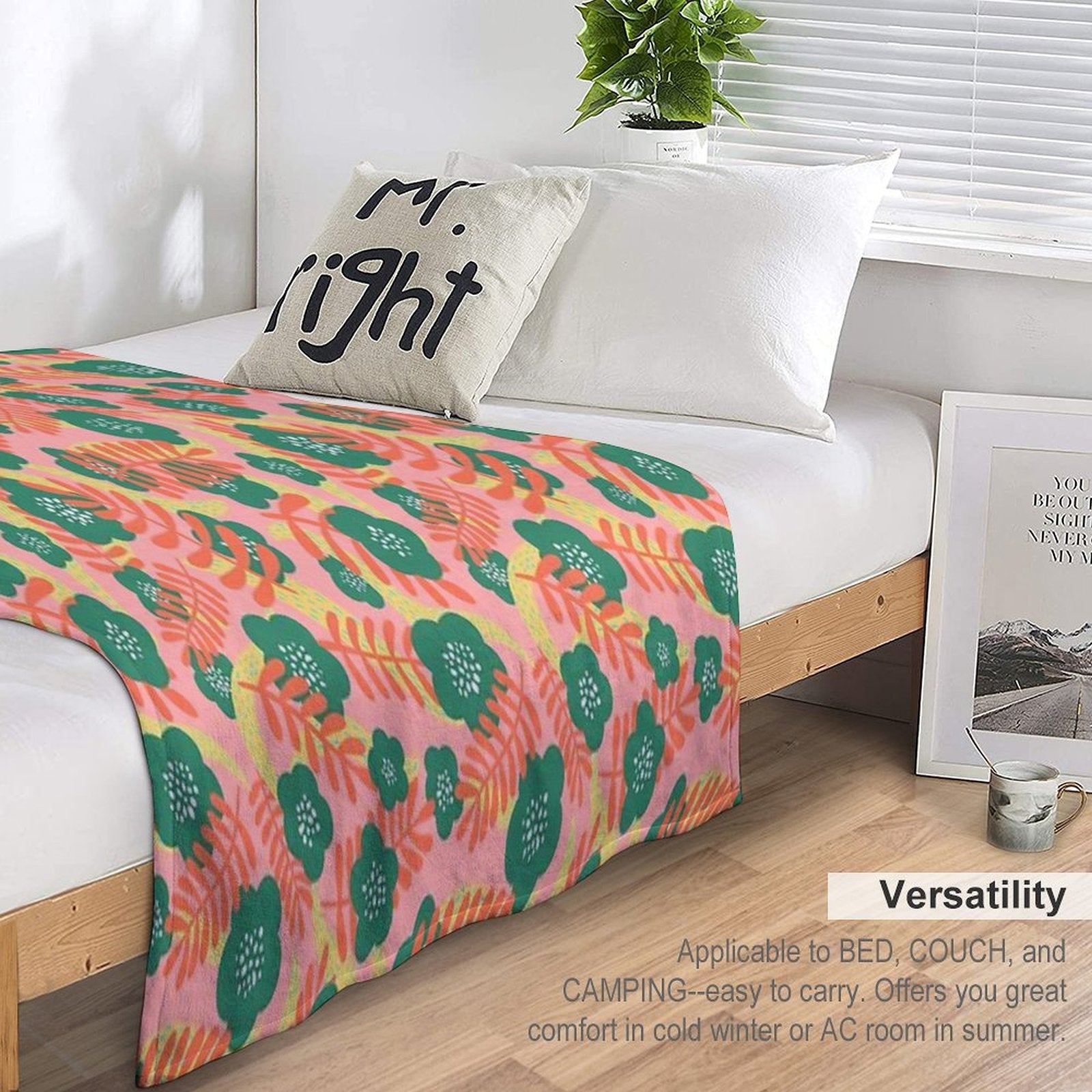 Bright Florals Wrinkle-free Throw Blanket