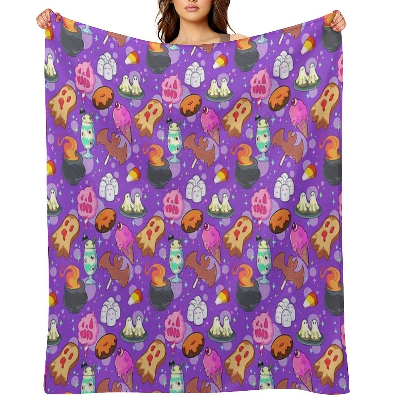 Nostalgic Spooky Food Lightweight Throw Blanket