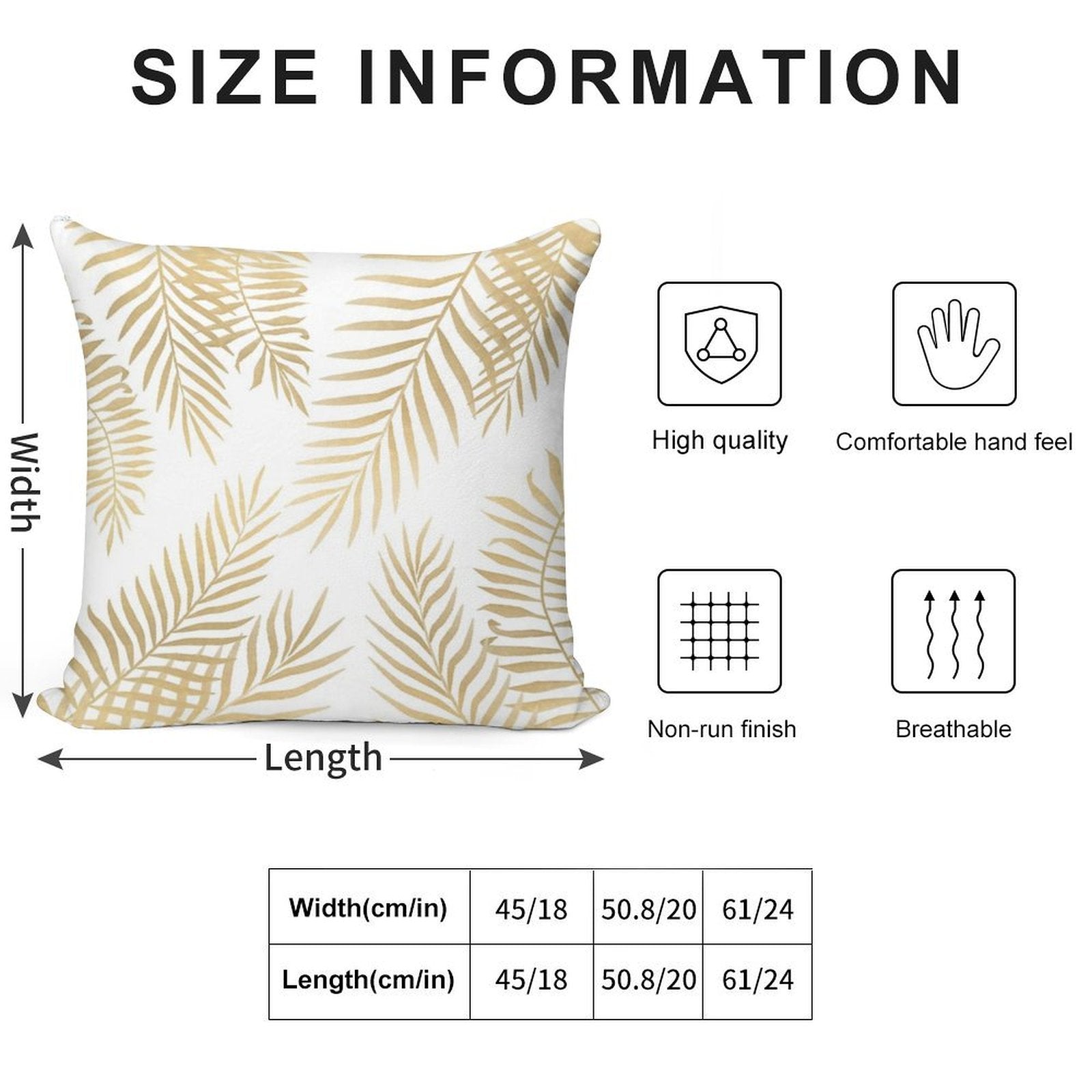 Gold Palm Leaves Soft Anti-Pilling Throw Pillow