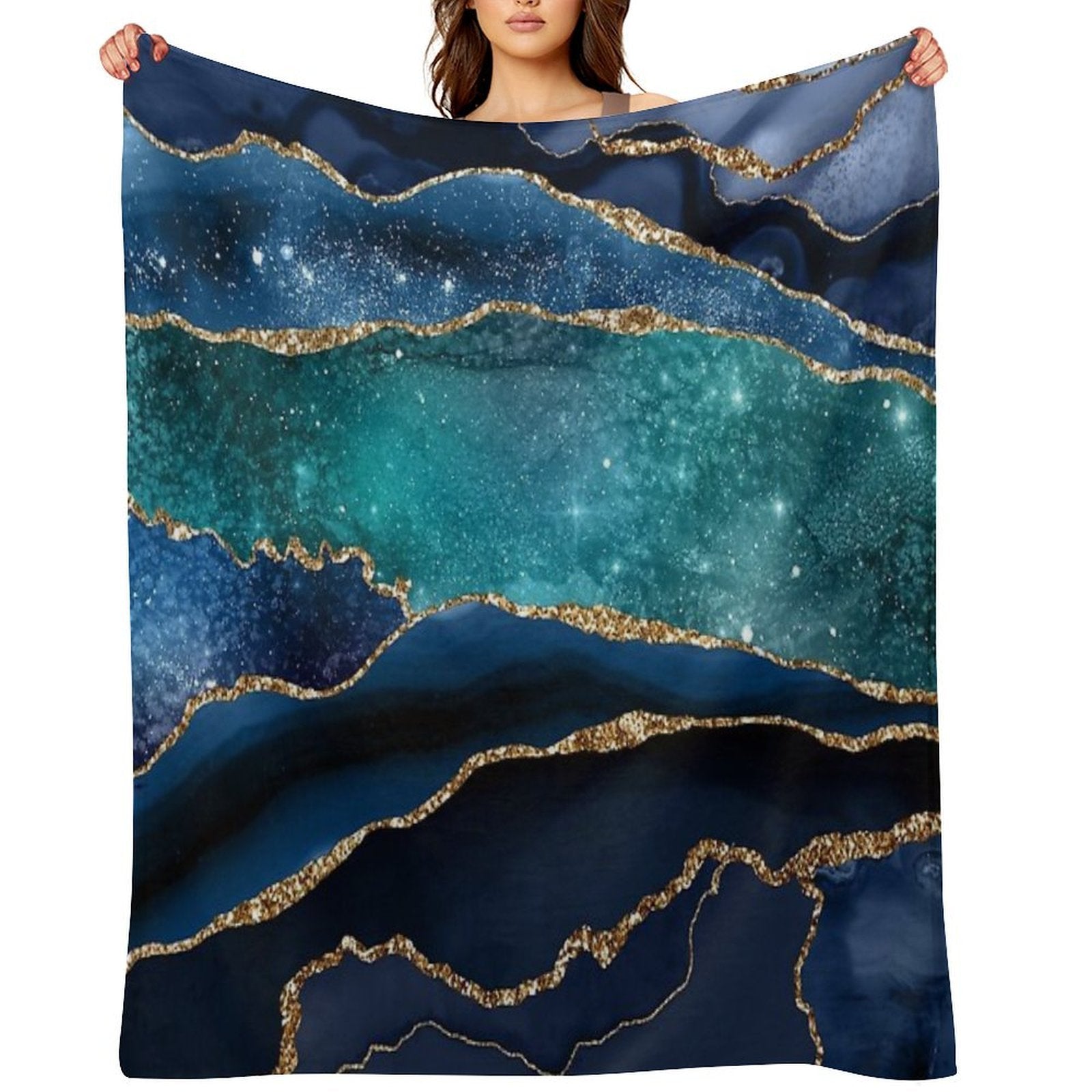 Glamour Milky Way Faux Marble Galaxy Compact Throw Blanket