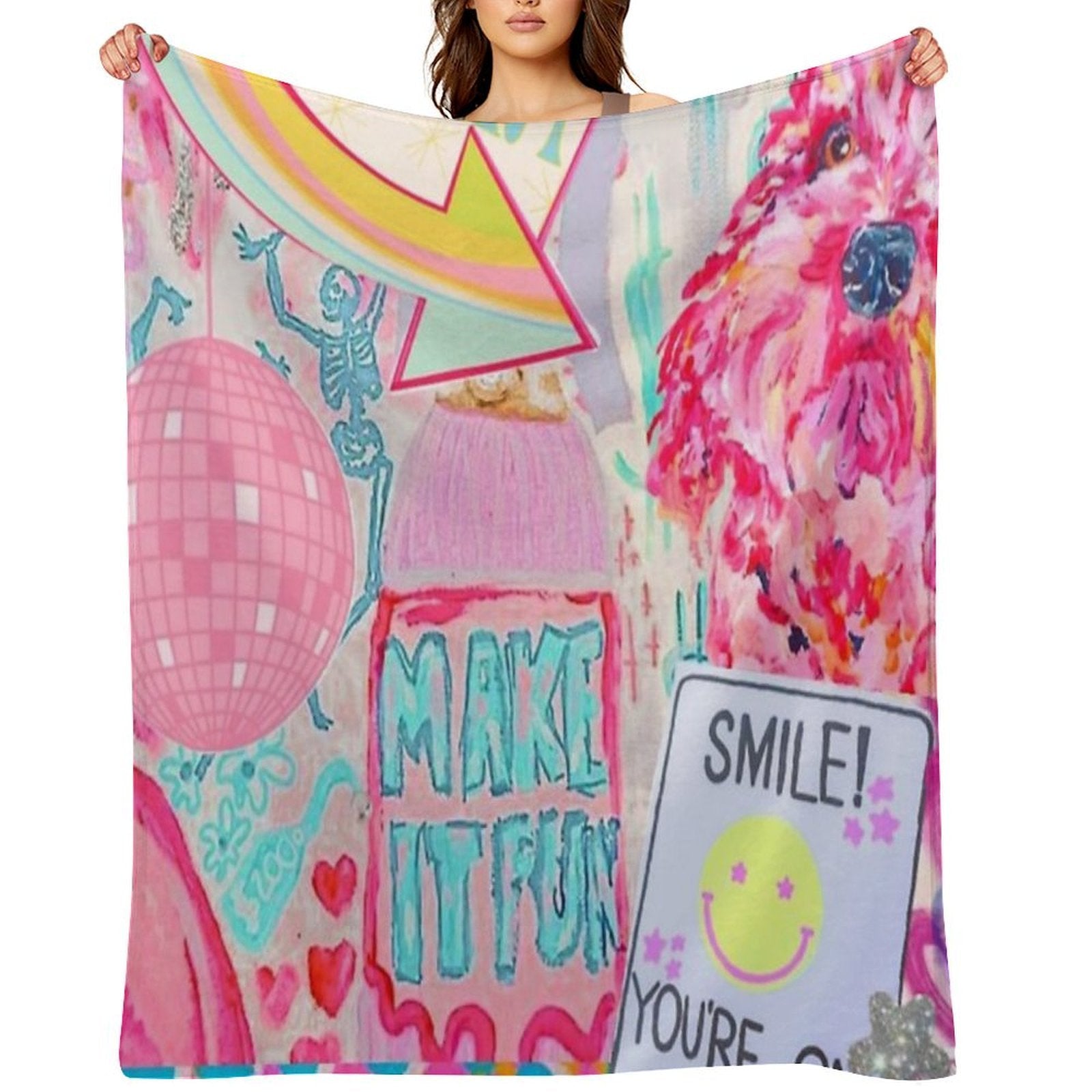 Preppy Pink Collage Velvety-soft Throw Blanket