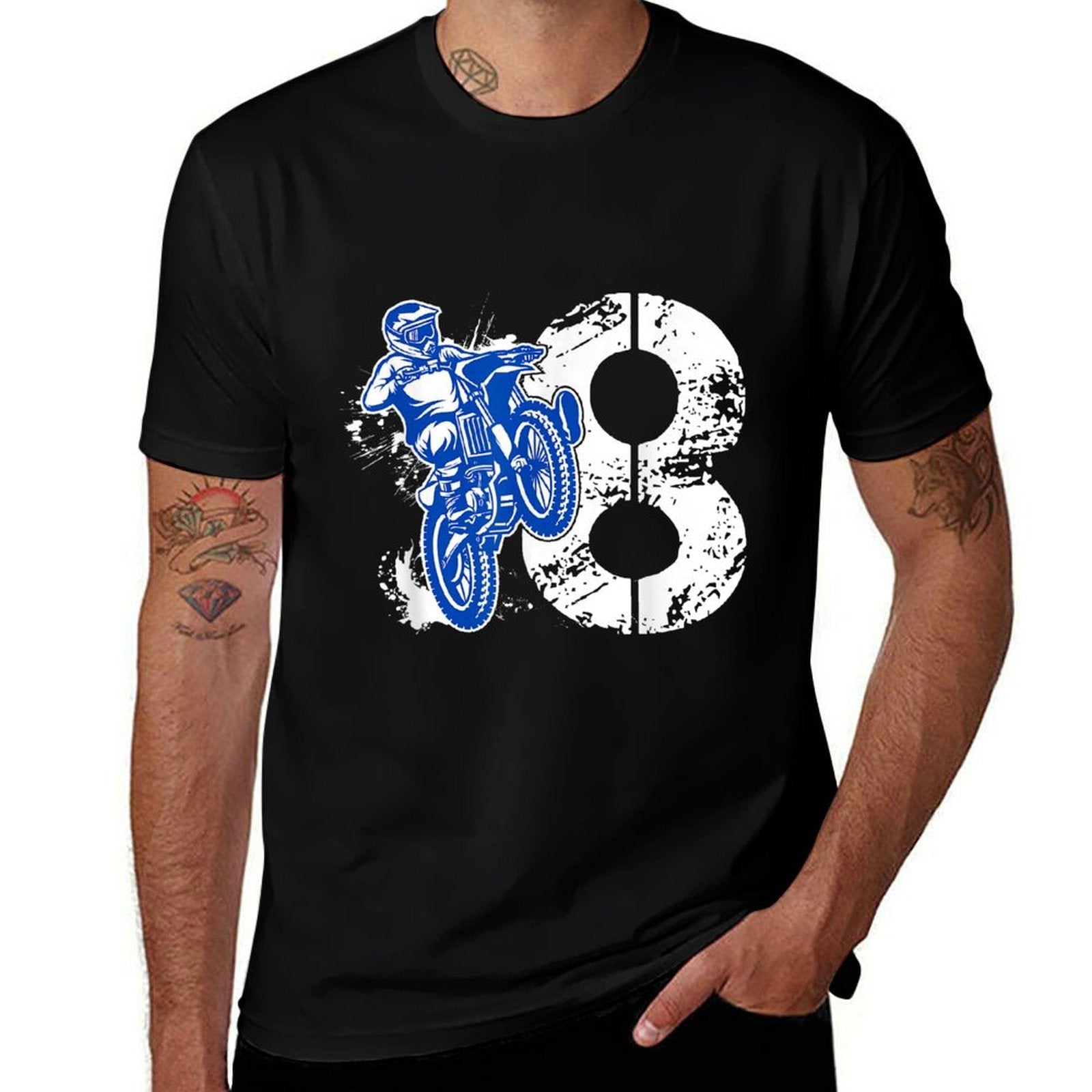 8th Birthday Party Dirt Bike Boy 8 Year Old Dirt Biker  Moisture-wicking T-Shirt