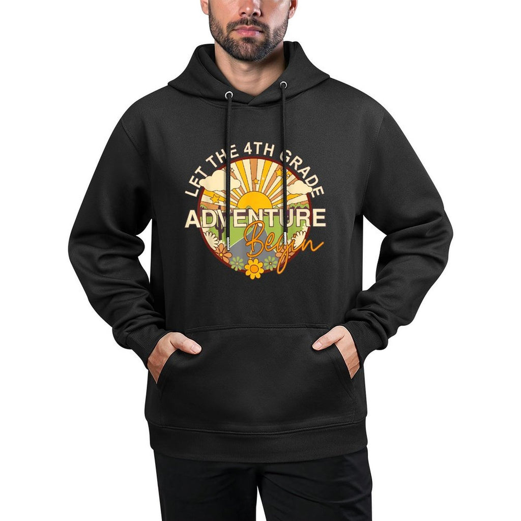 Let The 4th Grade Adventure Begin Back To School Funny Cotton-Polyester Blend Hoodie