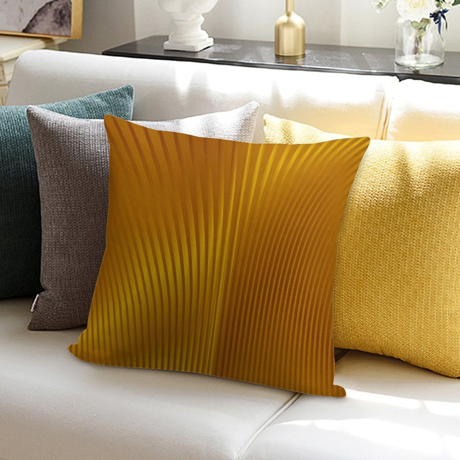 Golden Art Deco Pattern Soft Multiple Sizes Throw Pillow