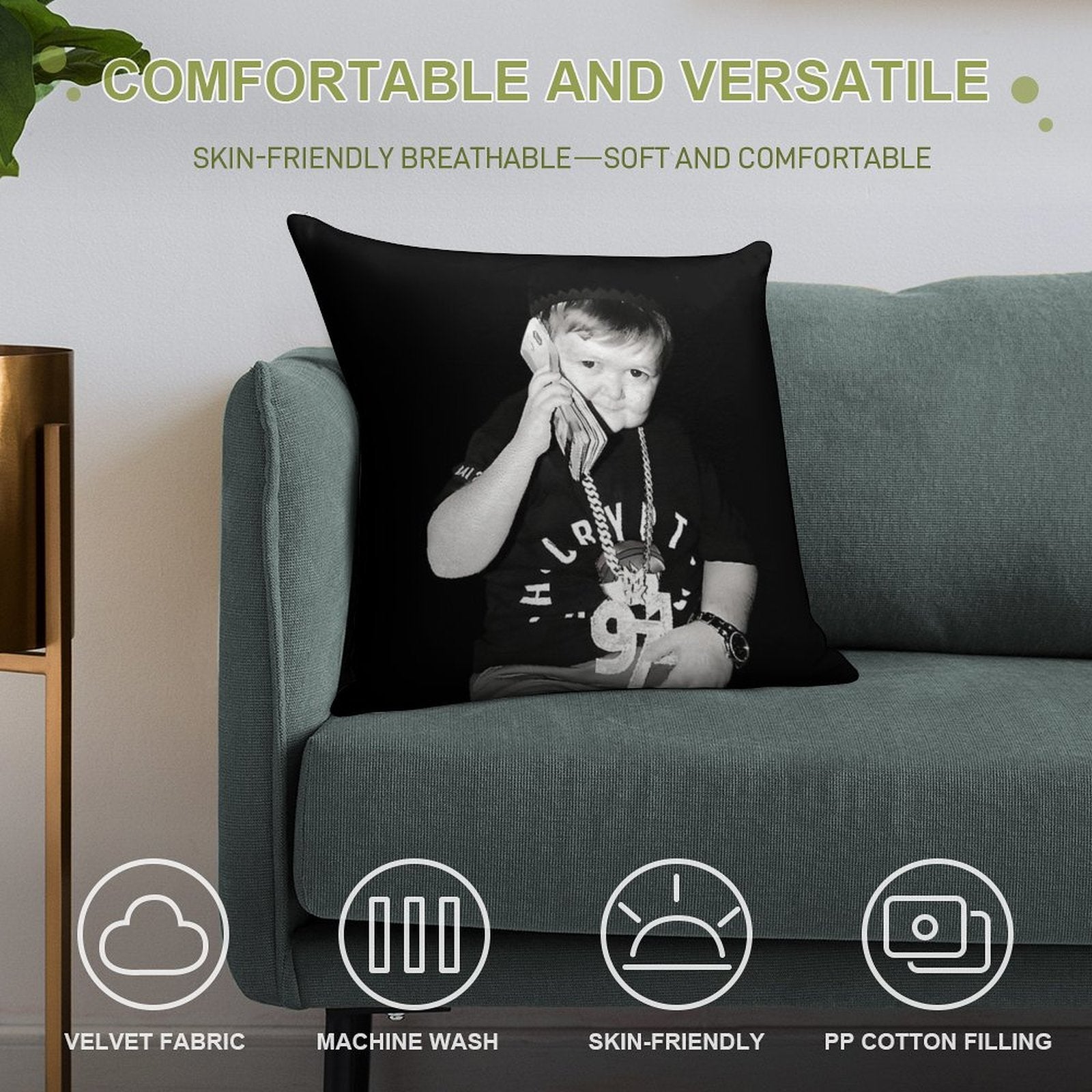 Hasbulla Money Talks Soft Multiple Sizes Throw Pillow