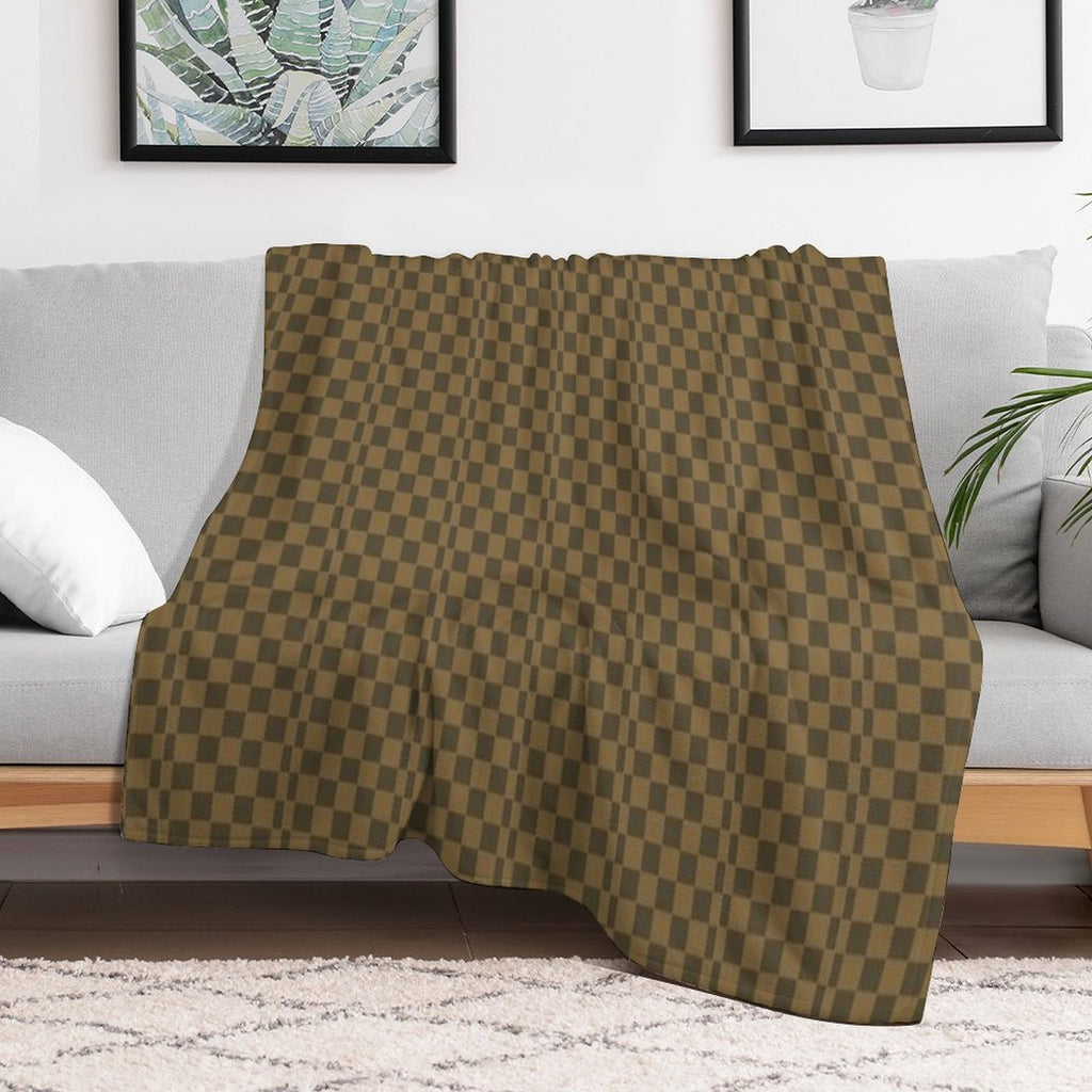 Lola Brown Check Quick-dry Throw Blanket