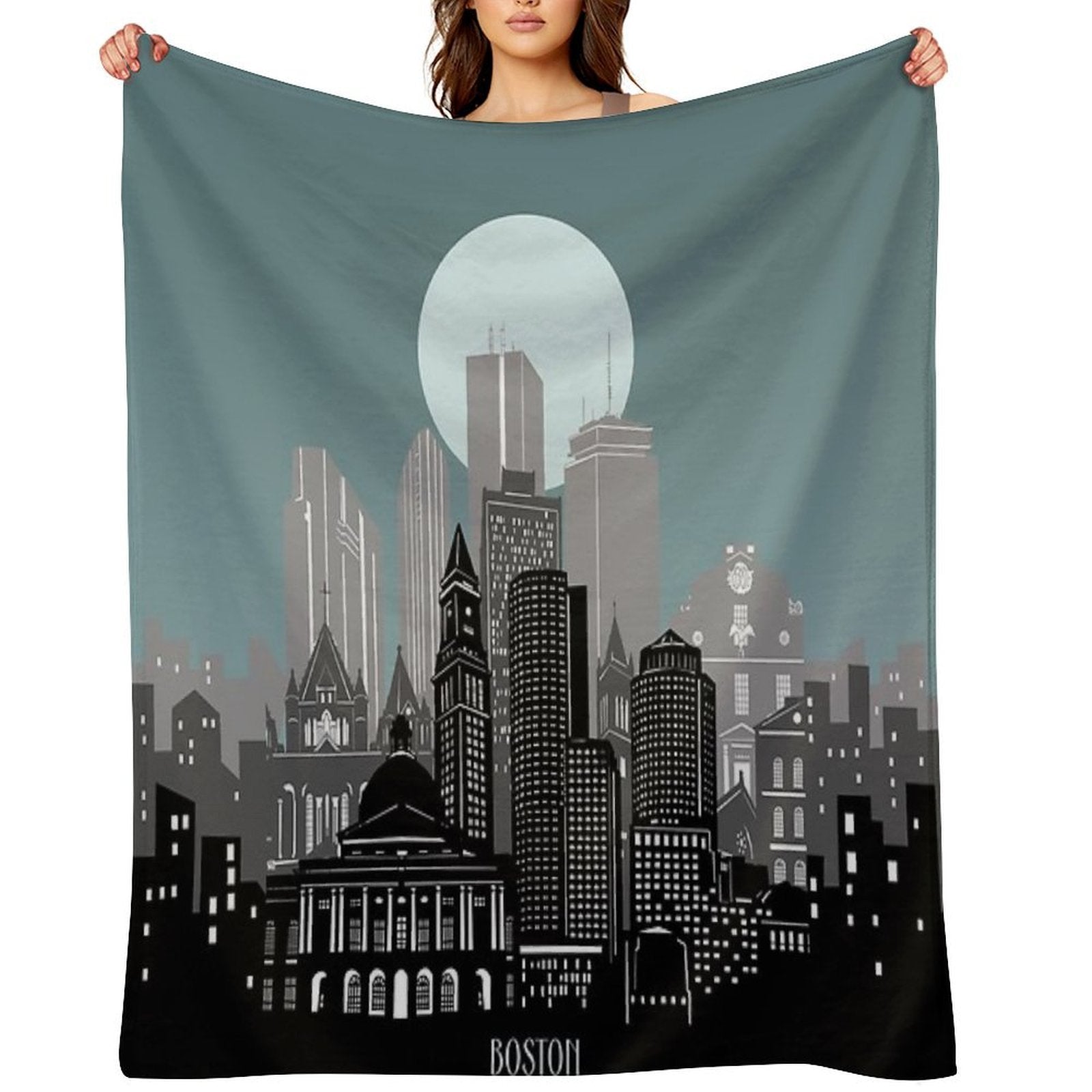 Boston Skyline Premium Throw Blanket