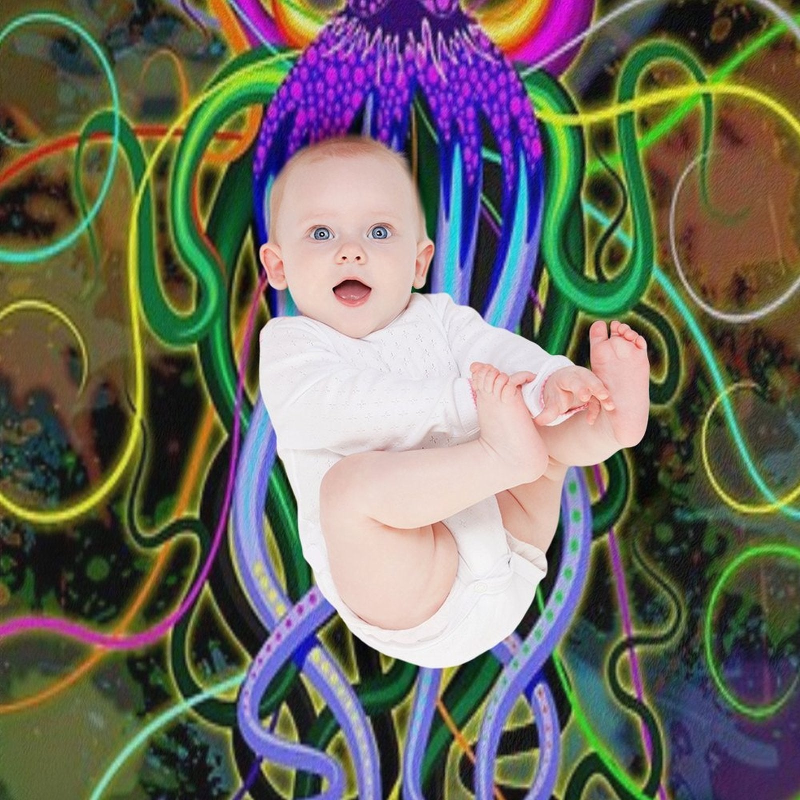 Octopus Psychedelic Luminescence Gift-ready Throw Blanket