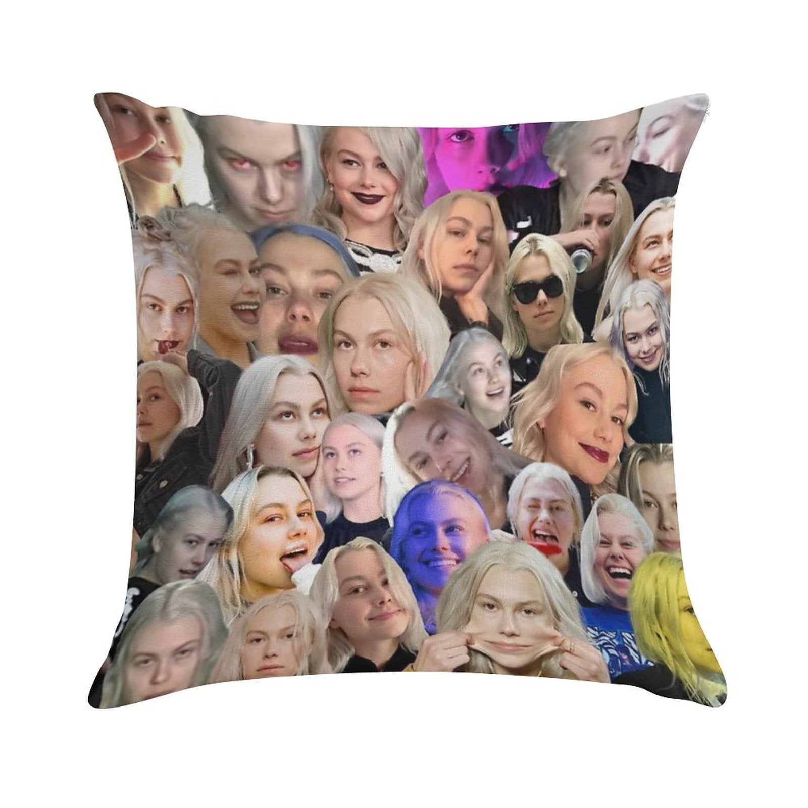 Phoebe Bridgers Face Collage Soft Easy Maintenance Throw Pillow
