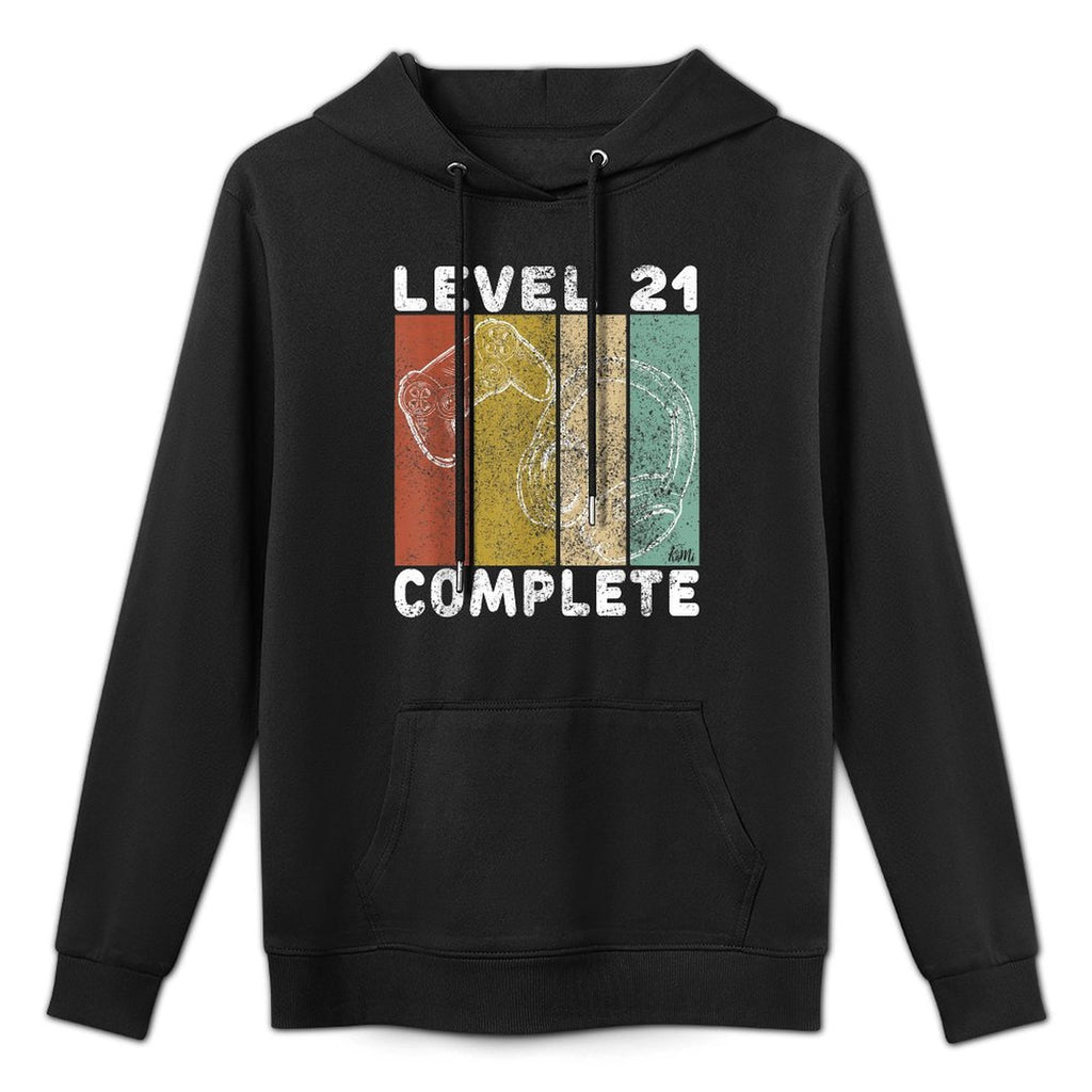 Mens 21st Birthday Men Gaming Level 21 Complete Versatile Streetwear Hoodie
