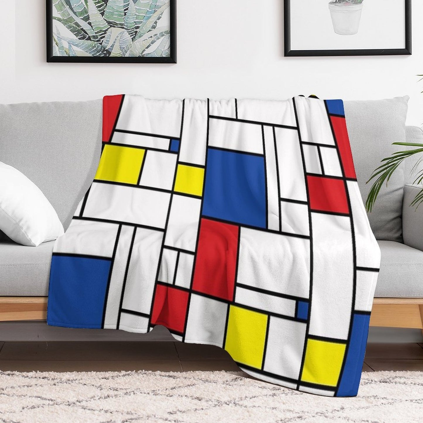 Mondrian Minimalist De Stijl Modern Art II © Fatfatin Anti-pilling Throw Blanket