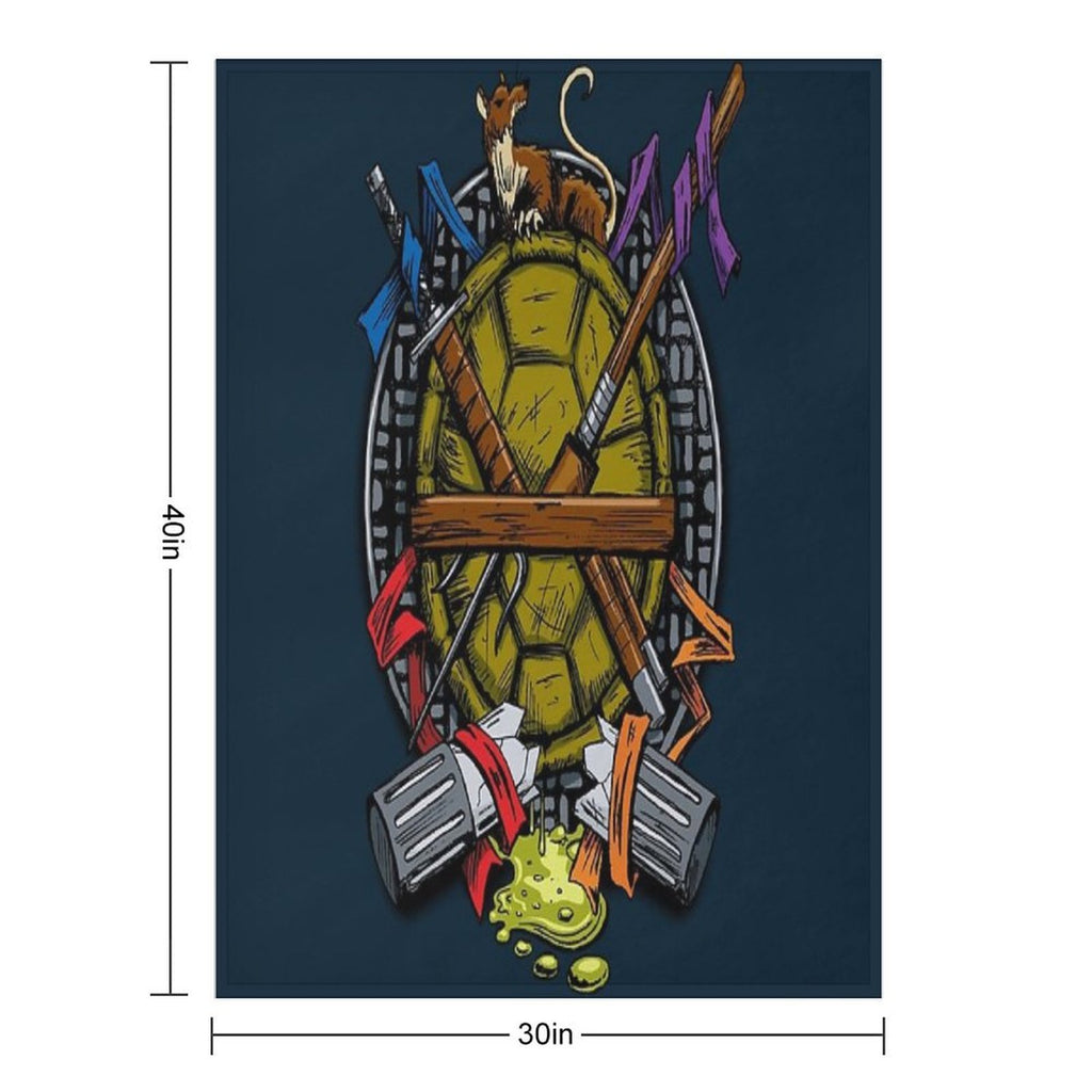Turtle Family Crest - Full Color Durable Throw Blanket