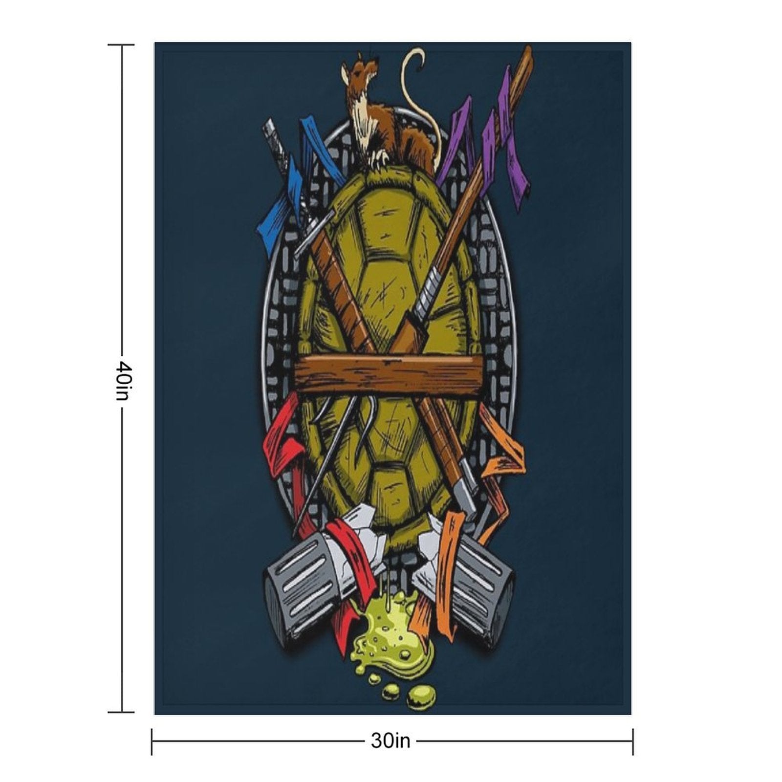 Turtle Family Crest - Full Color Durable Throw Blanket