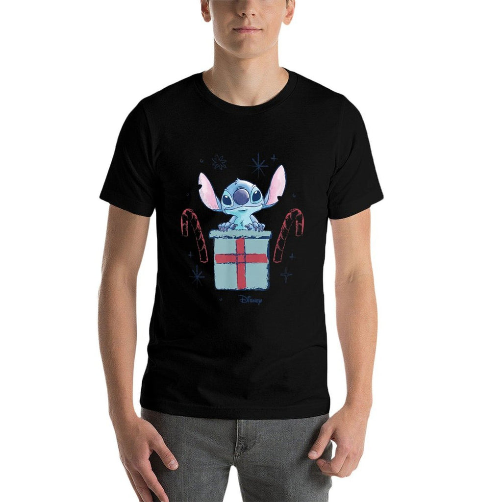 Lilo  Stitch - Christmas Stitch Candy Cane Gift  Summer-ready Fabric T-Shirt