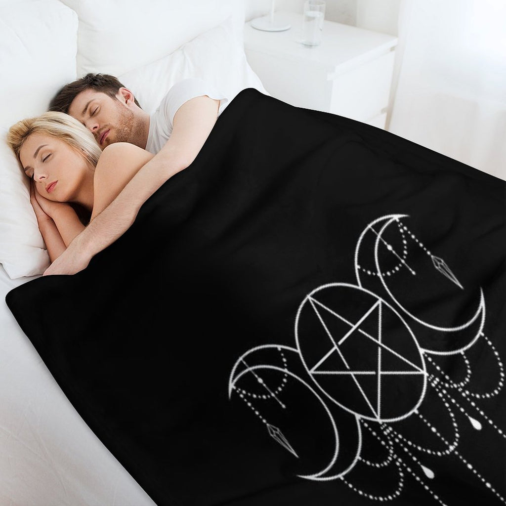 Triple Moon Goddess Pentacle Lightweight Throw Blanket