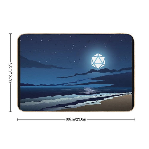 Beach Full Moon D20 Dice RPG Night Roleplaying Landscapes  Easy Maintenance Bath Mat