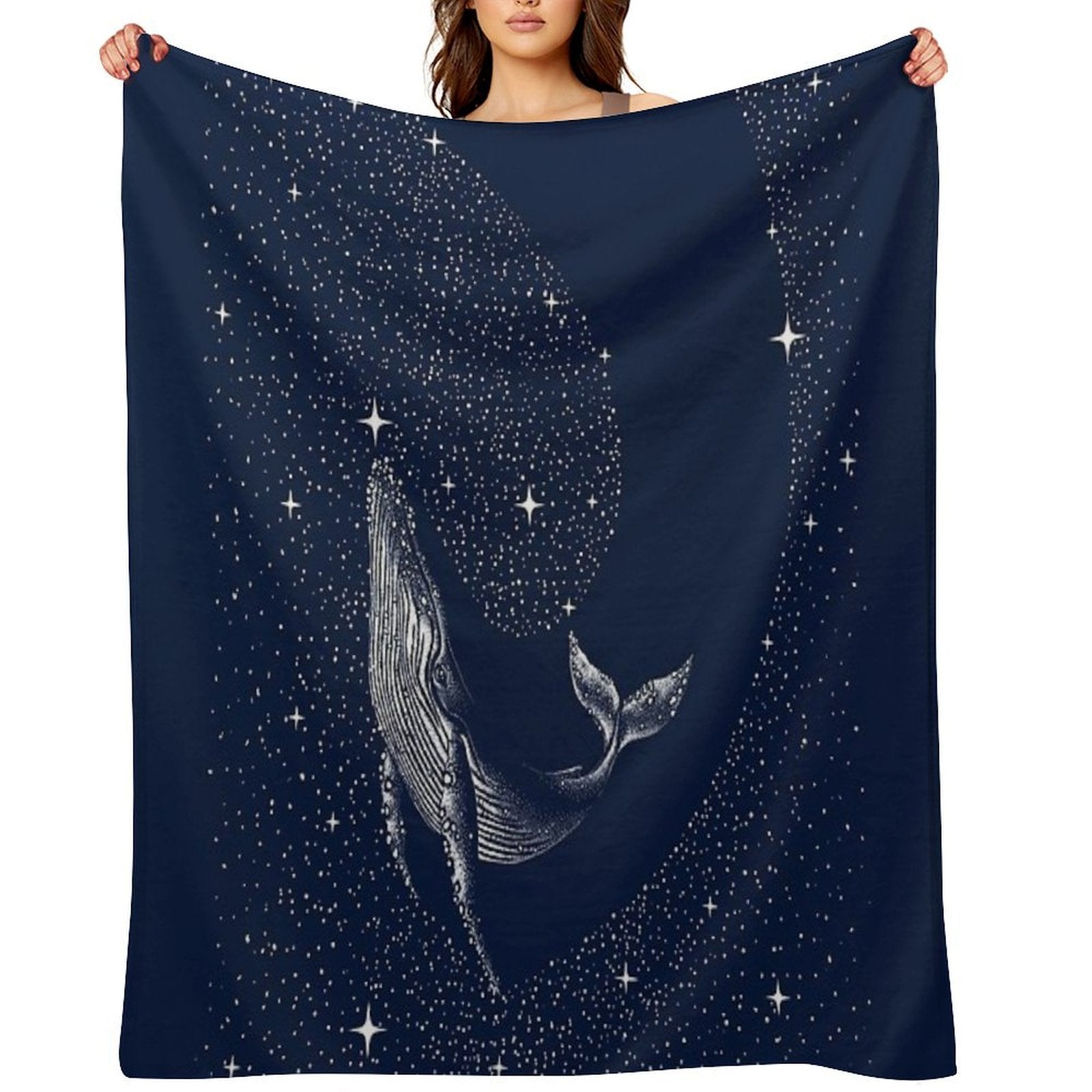 Starry Whale Wrinkle-free Throw Blanket