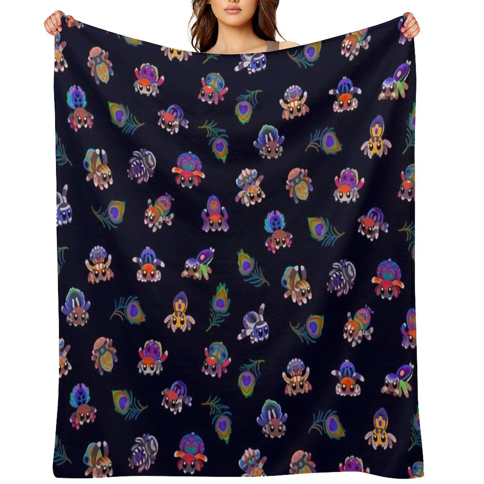 Peacock Spider Shrink-resistant Throw Blanket