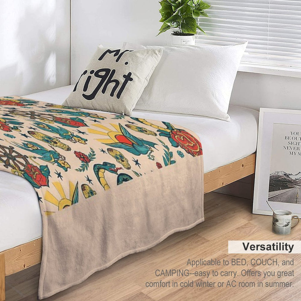 Punk Tattoo Pattern Design And Illustration Lightweight Throw Blanket