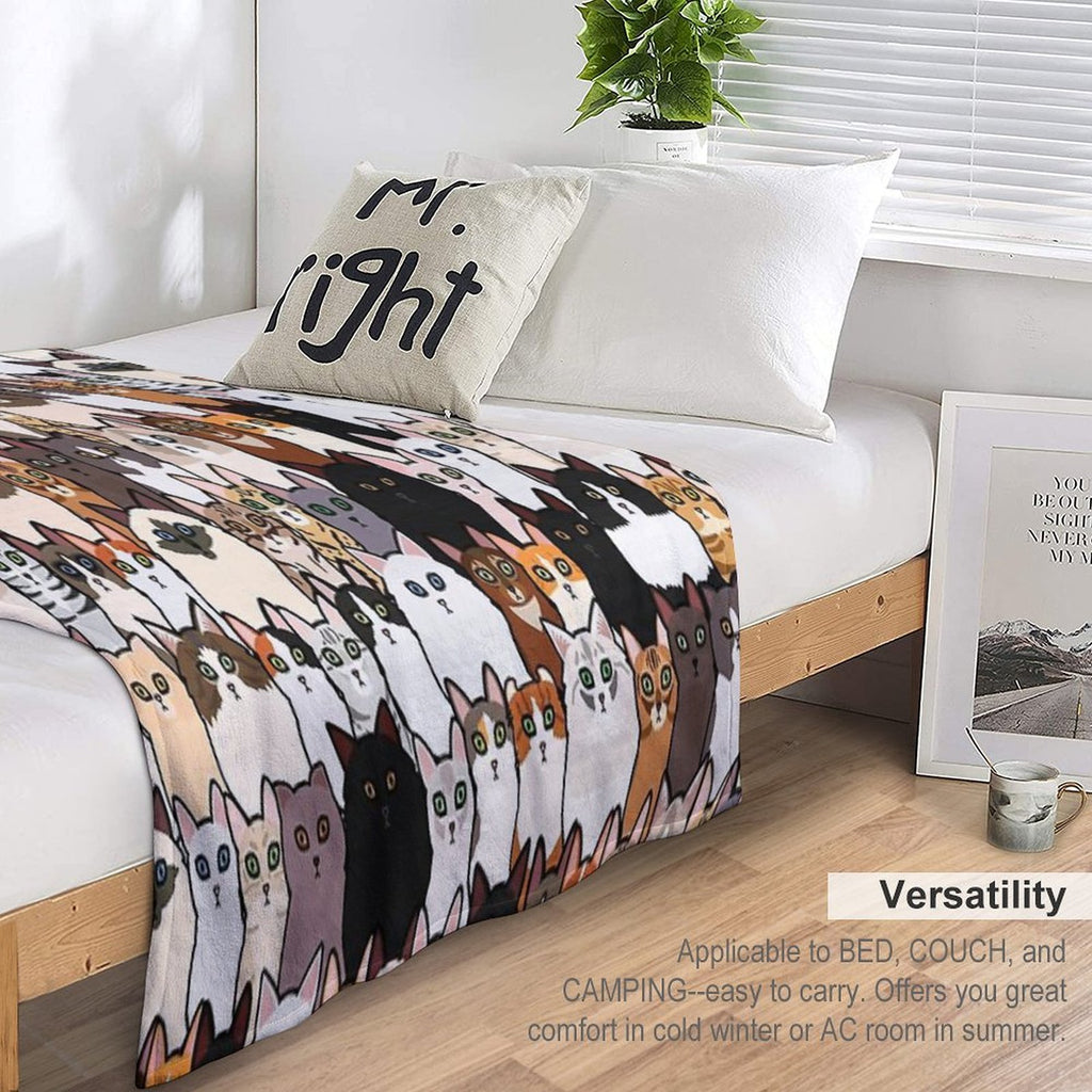 Cute So Many Cats Collage Sustainable Throw Blanket