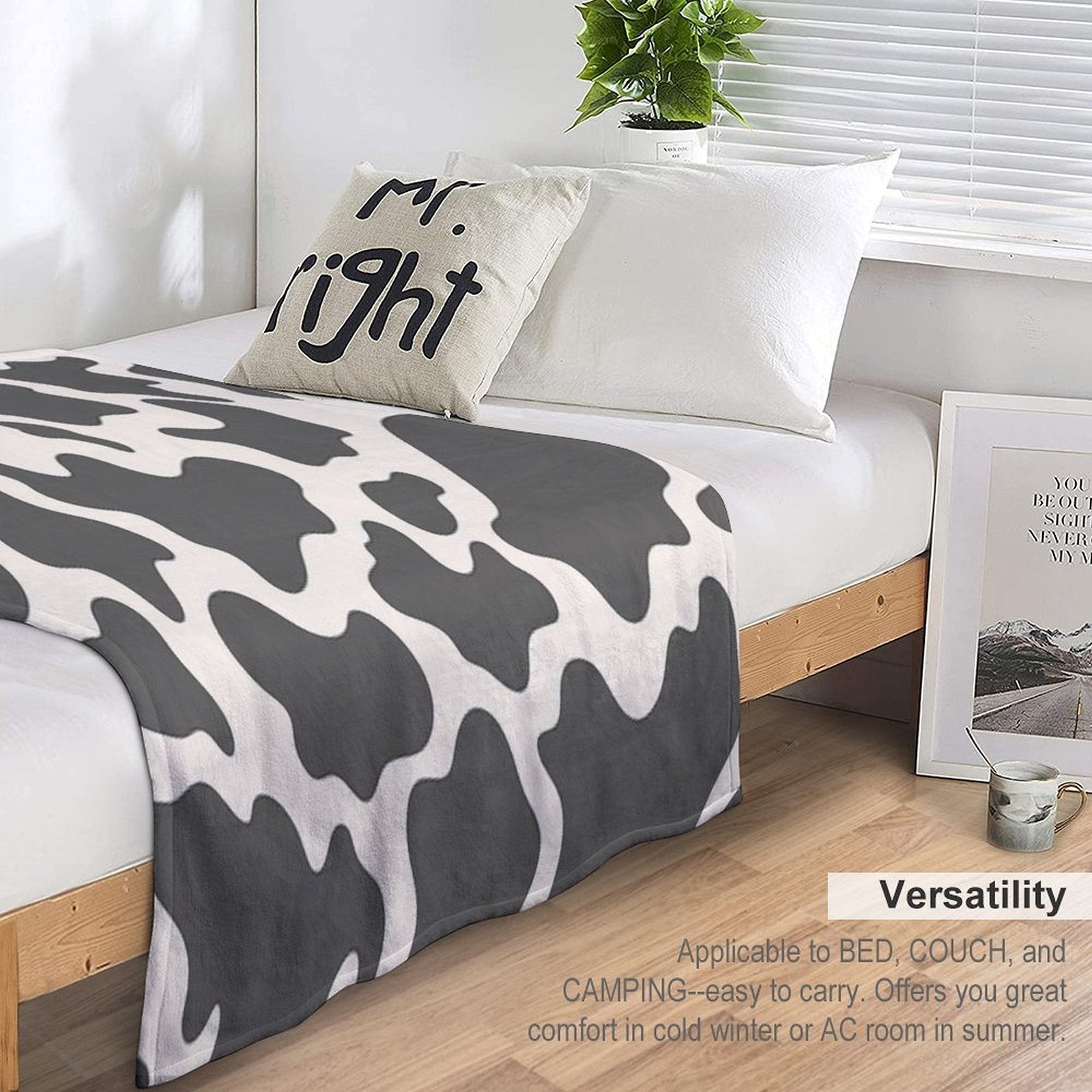 Cow Pattern. Black And White All-season Throw Blanket