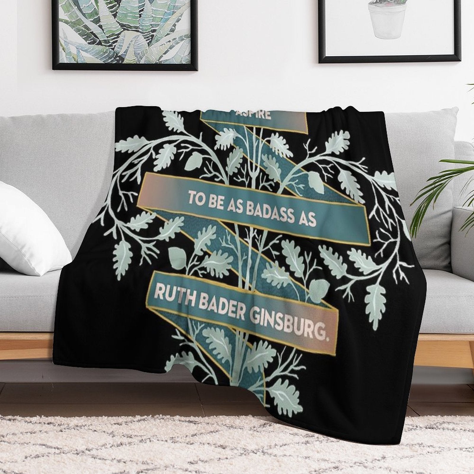Aspire To Be As Badass As Ruth Bader Ginsburg Machine-washable Throw Blanket