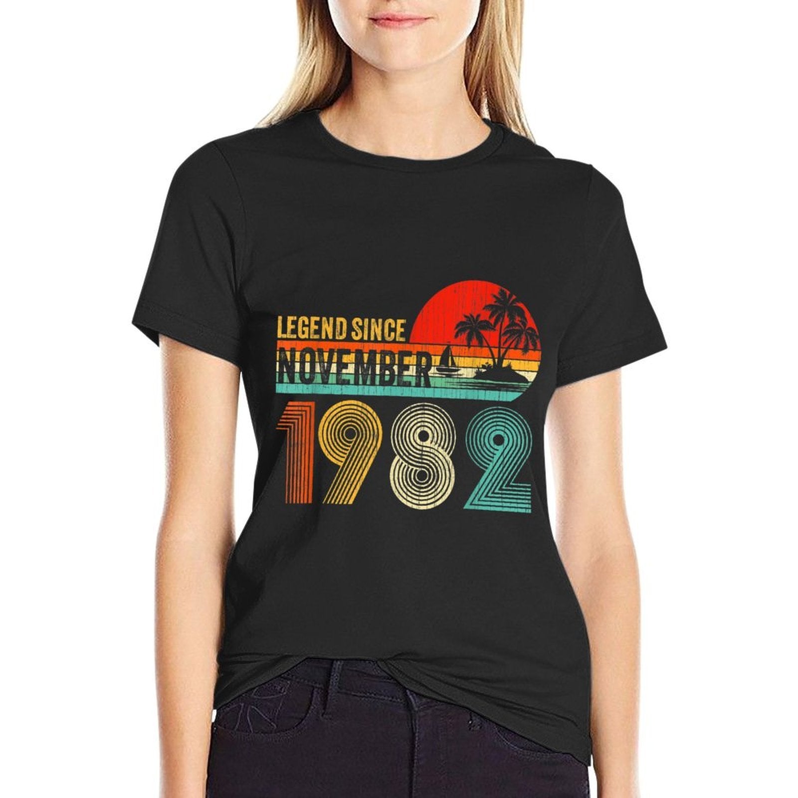 40 Year Old Vintage Legend Since November 1982 40th Birthday  Oversized Silhouette T-Shirt
