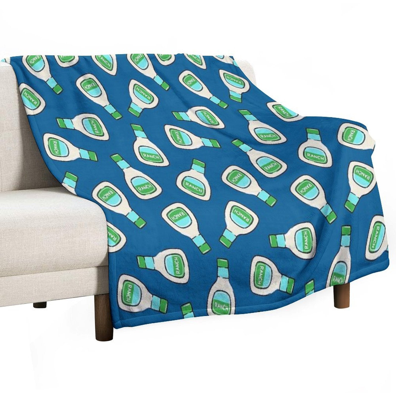 Ranch - Salad Dressing Bottle (blue) Wrinkle-free Throw Blanket