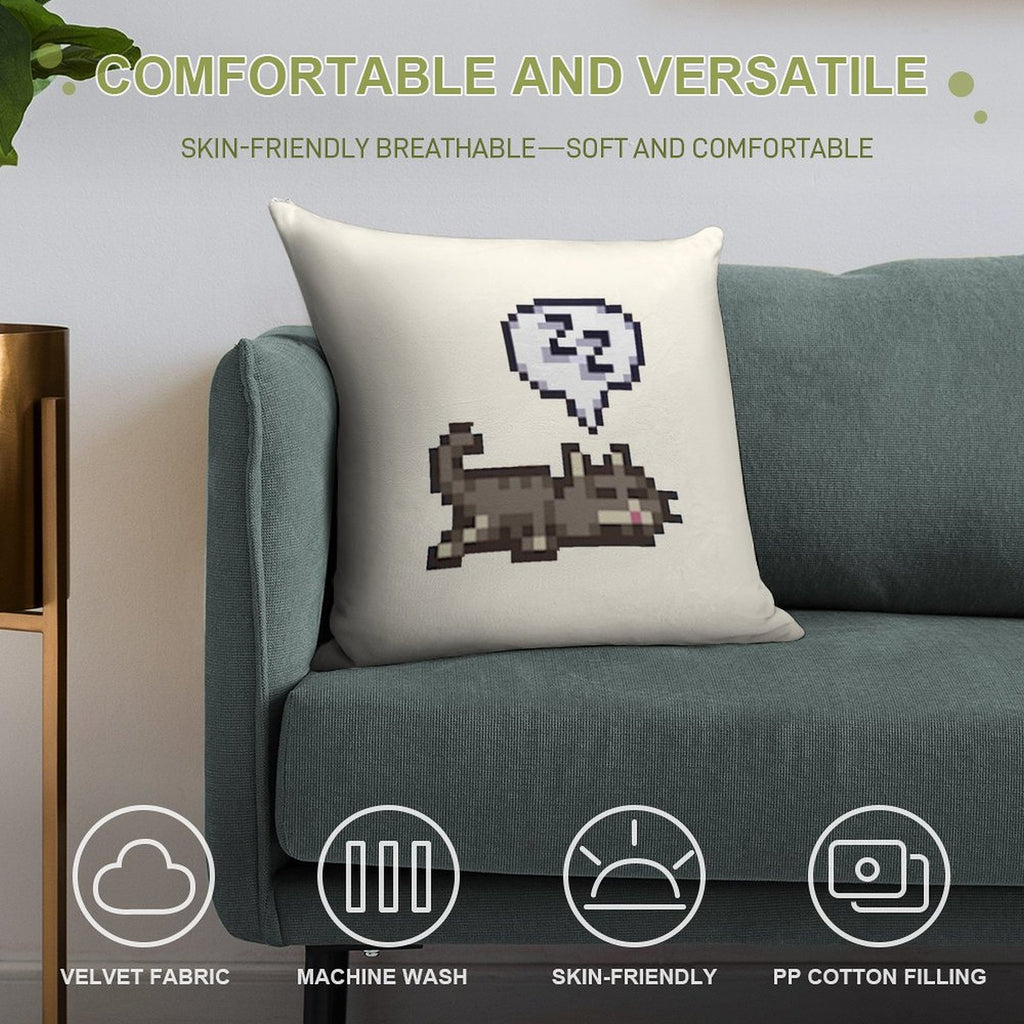 Stardew Valley Sleeping Cat Sploot Soft High-Density Material Throw Pillow