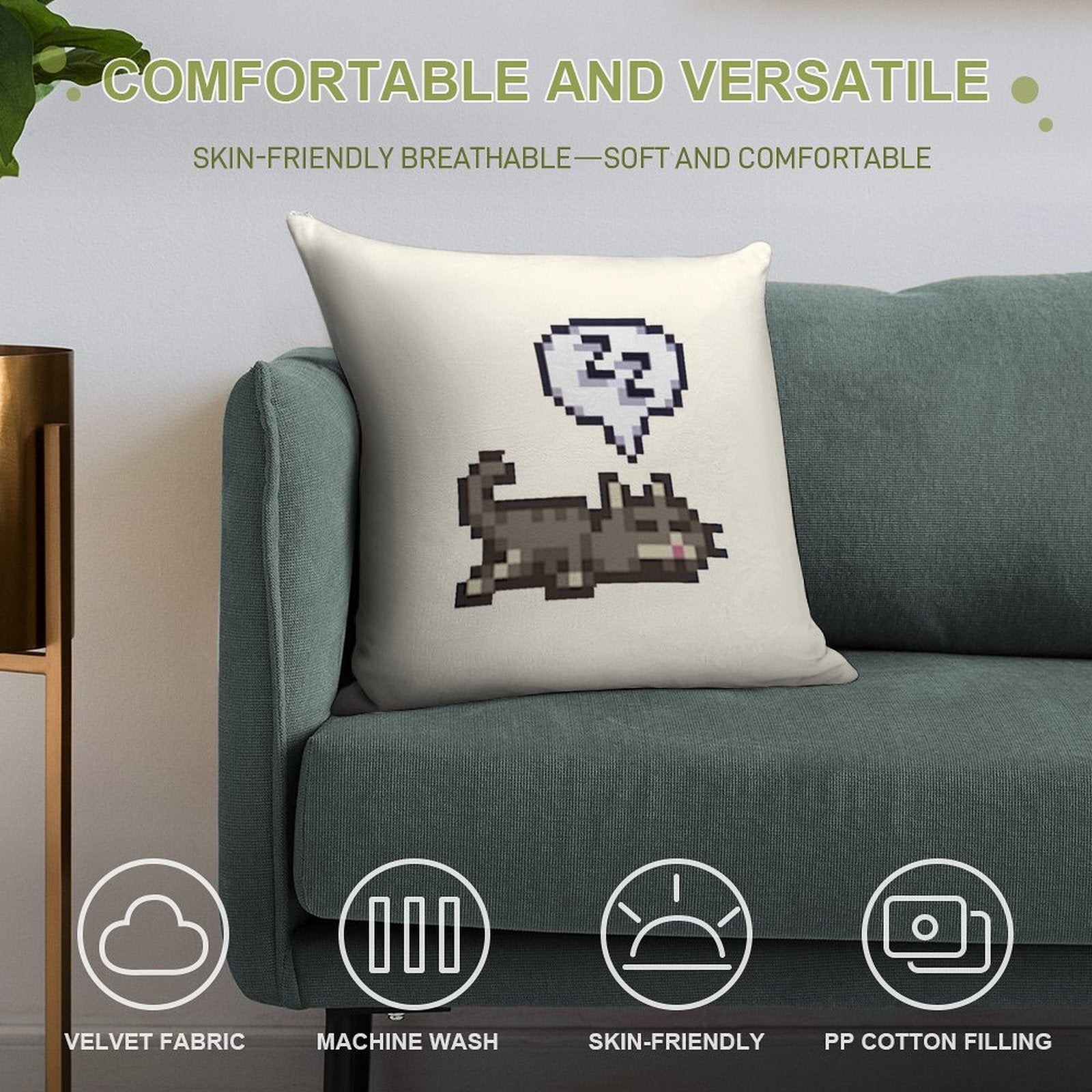 Stardew Valley Sleeping Cat Sploot Soft High-Density Material Throw Pillow