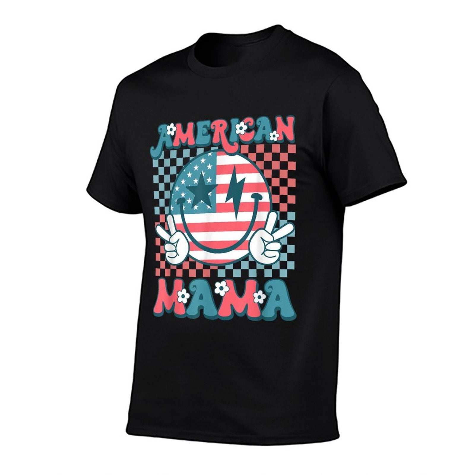 Retro Groovy Fourth 4th of July Smile For Mom American Mama  Breathable T-Shirt