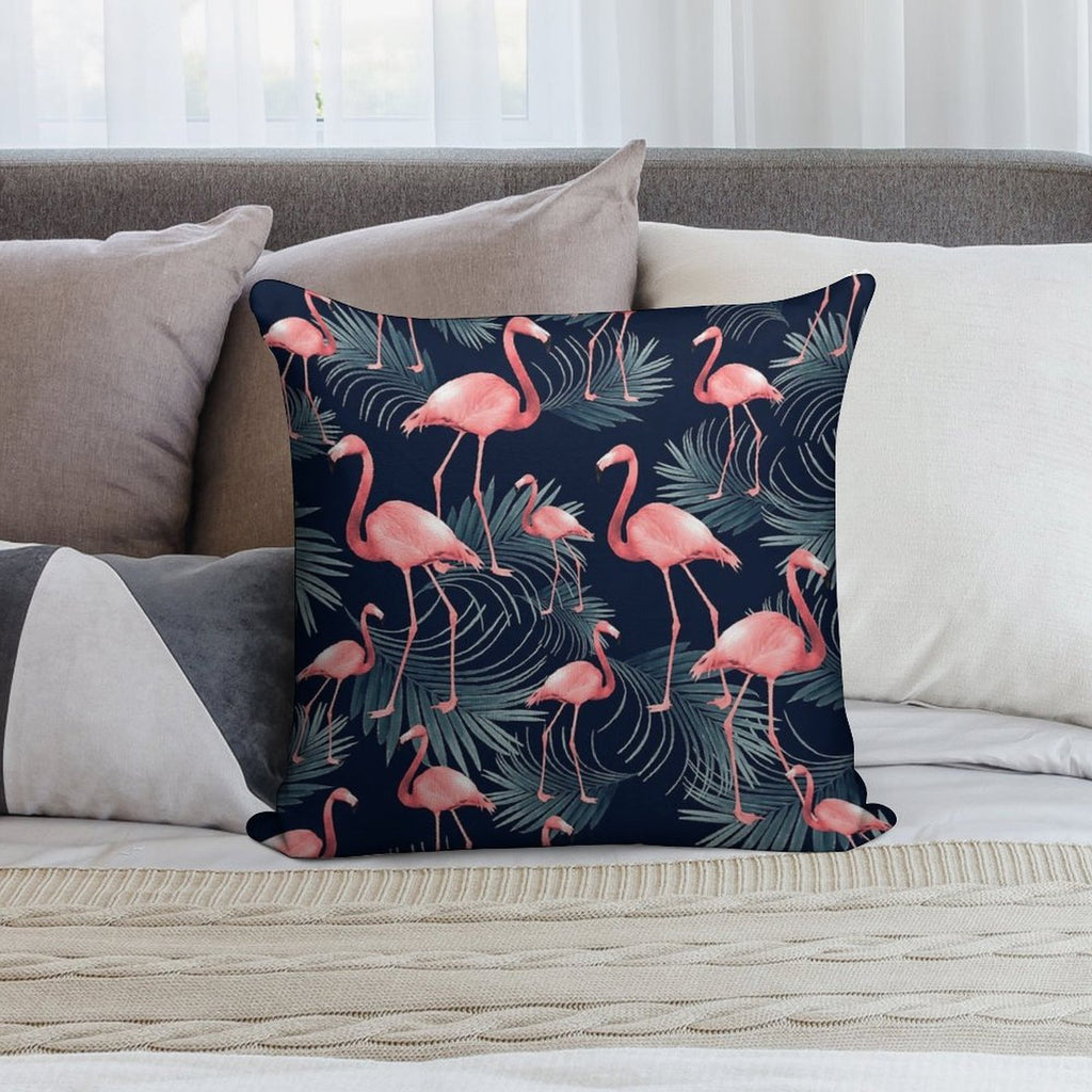 Summer Flamingo Palm Night Vibes #1 #tropical #decor #art Soft Washable Throw Pillow