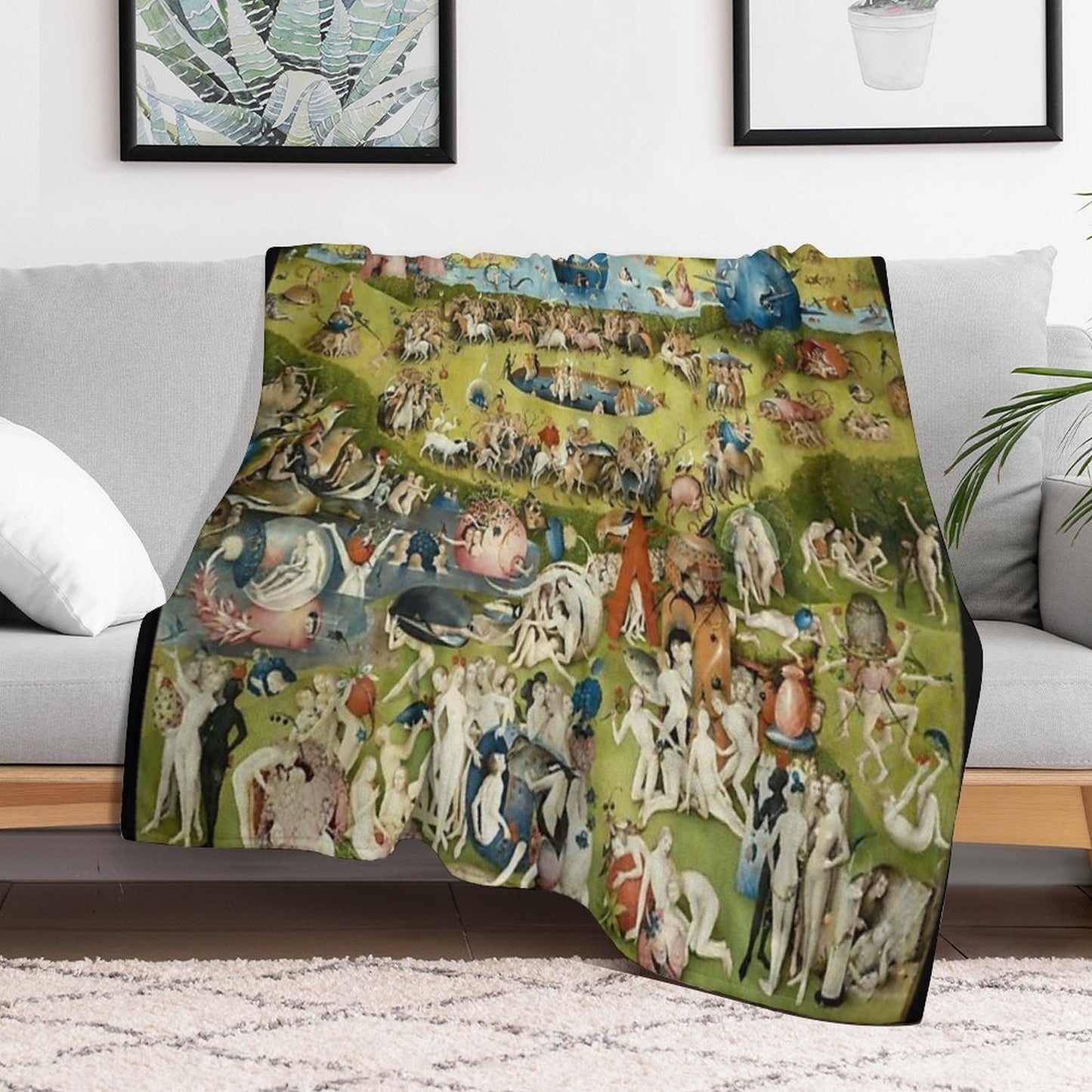 The Garden of Earthly Delights Full Image Sustainable Throw Blanket