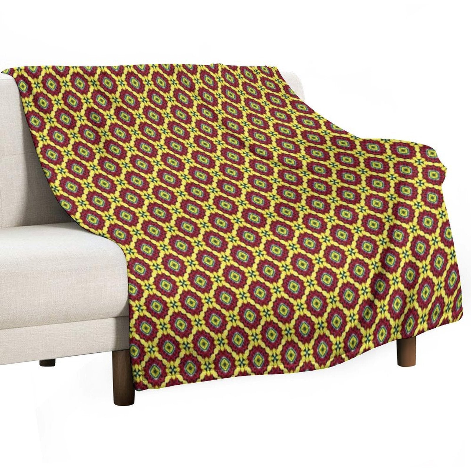 Golden Red Bouquet Grand Medallions Versatility Throw Blanket