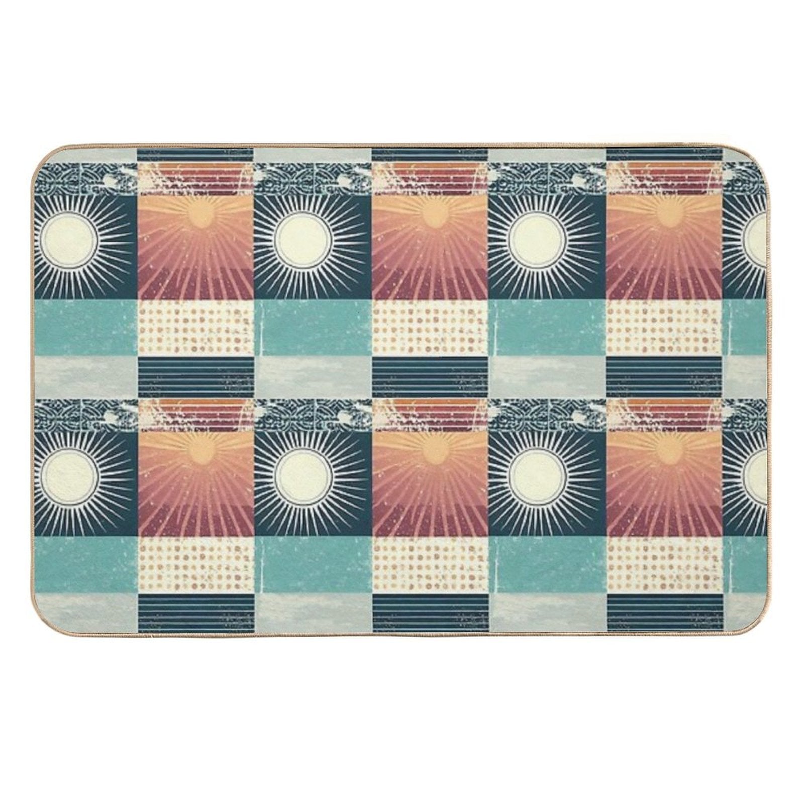 Retro Sixties Patchwork, Sun And The Ocean  Toxin-Free Bath Mat
