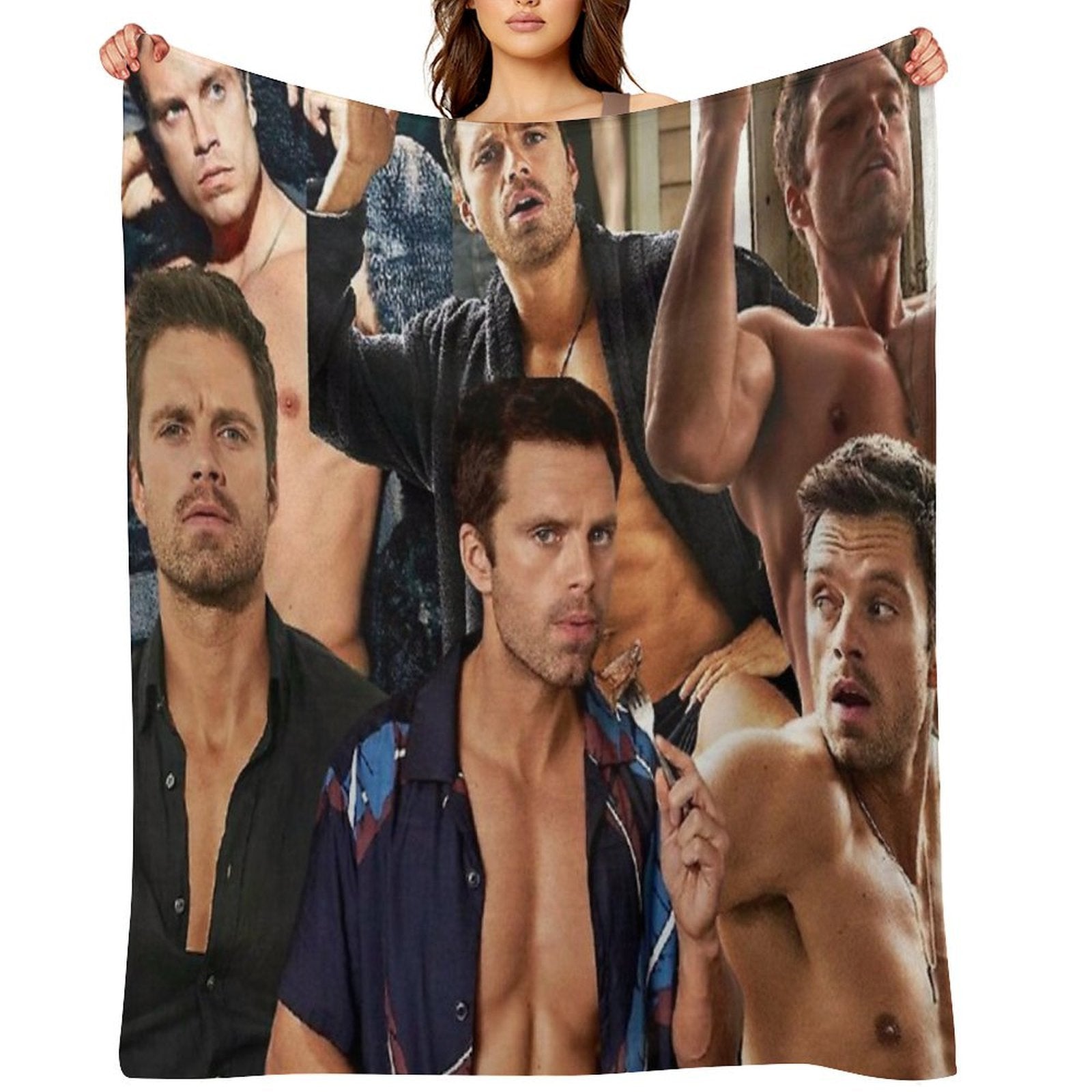 Sebastian Stan Collage Travel-friendly Throw Blanket