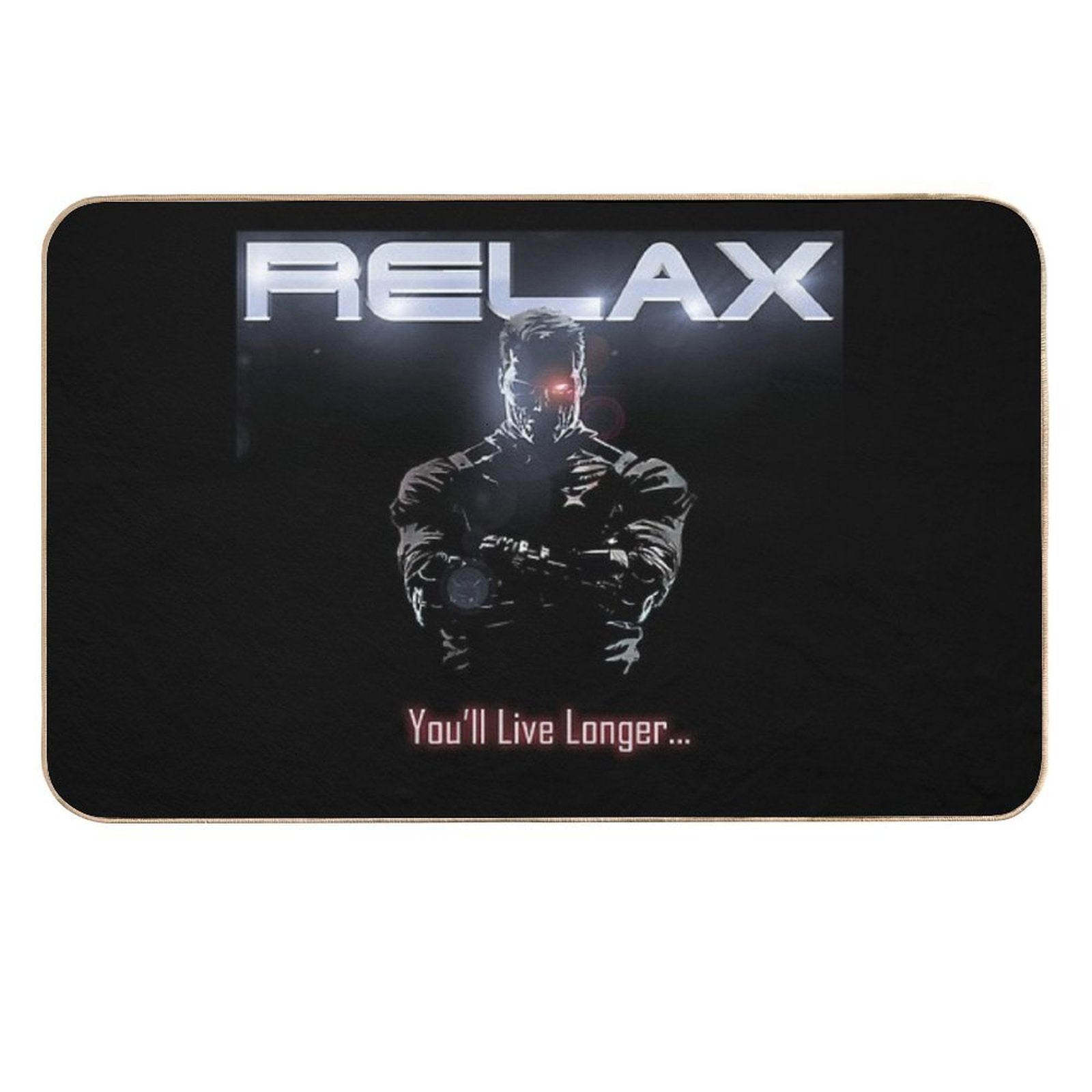 Badass Funny Terminator Relax Advice Illustration  Fade-Resistant Bath Mat