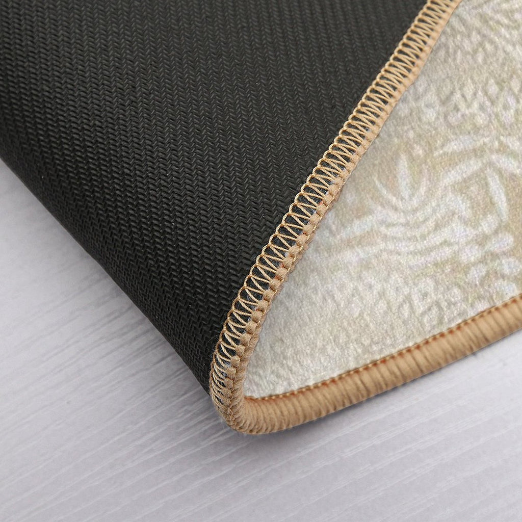Medallion Pattern in Pale Tan  Stain-Proof Bath Mat