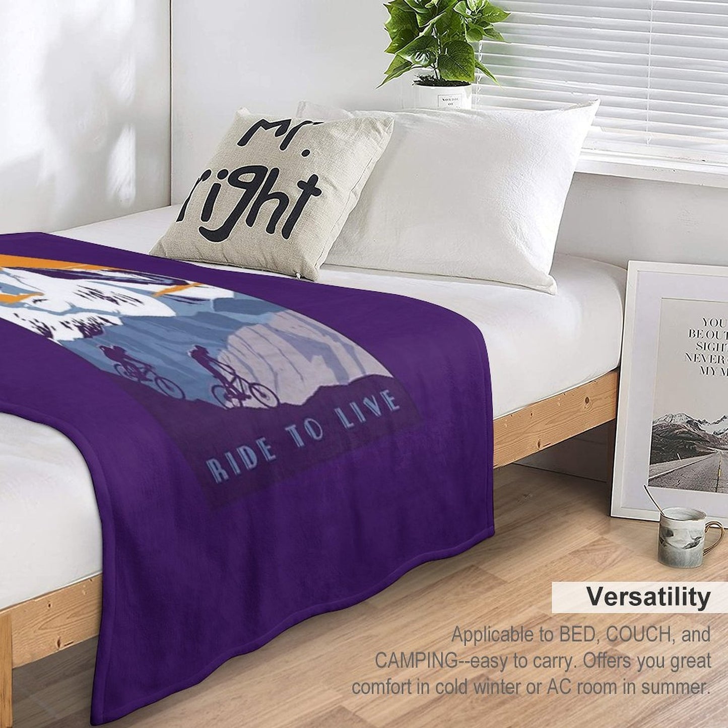 Live to Ride, Ride to Live Retro Cycling Poster Multi-functional Throw Blanket